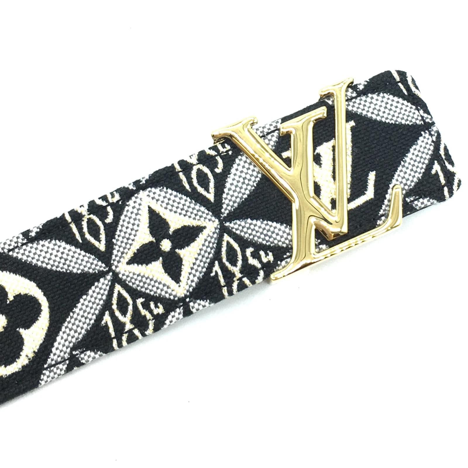 Louis Vuitton Noir Blanc 30mm Monogram Gold Initiales Taille de la ceinture  80/32 Cuir Multicolore ref.388972 - Joli Closet