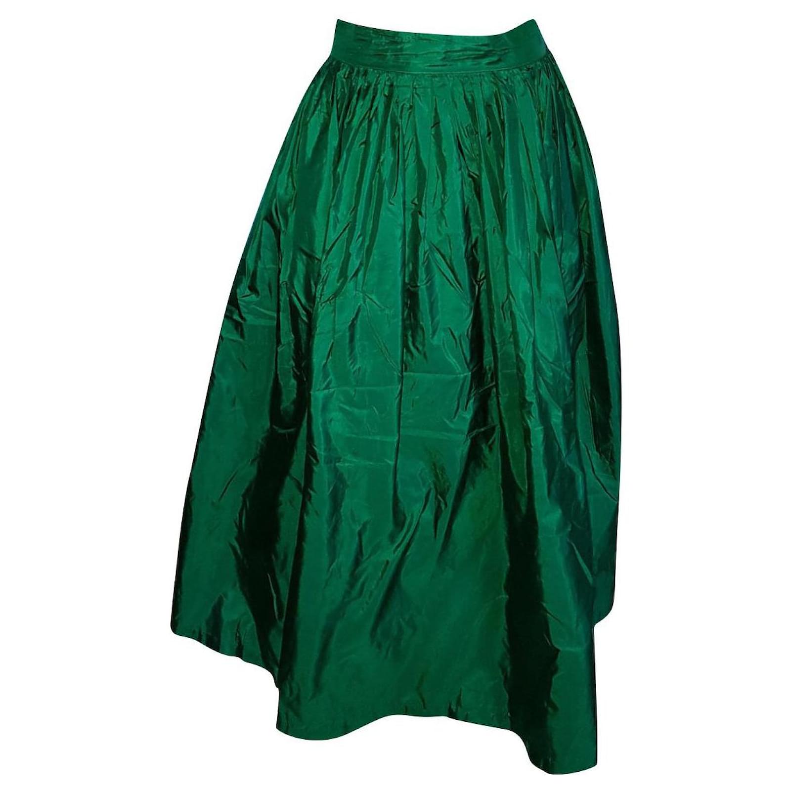 Georges Rech - Luxurious long evening skirt in emerald green silk ...