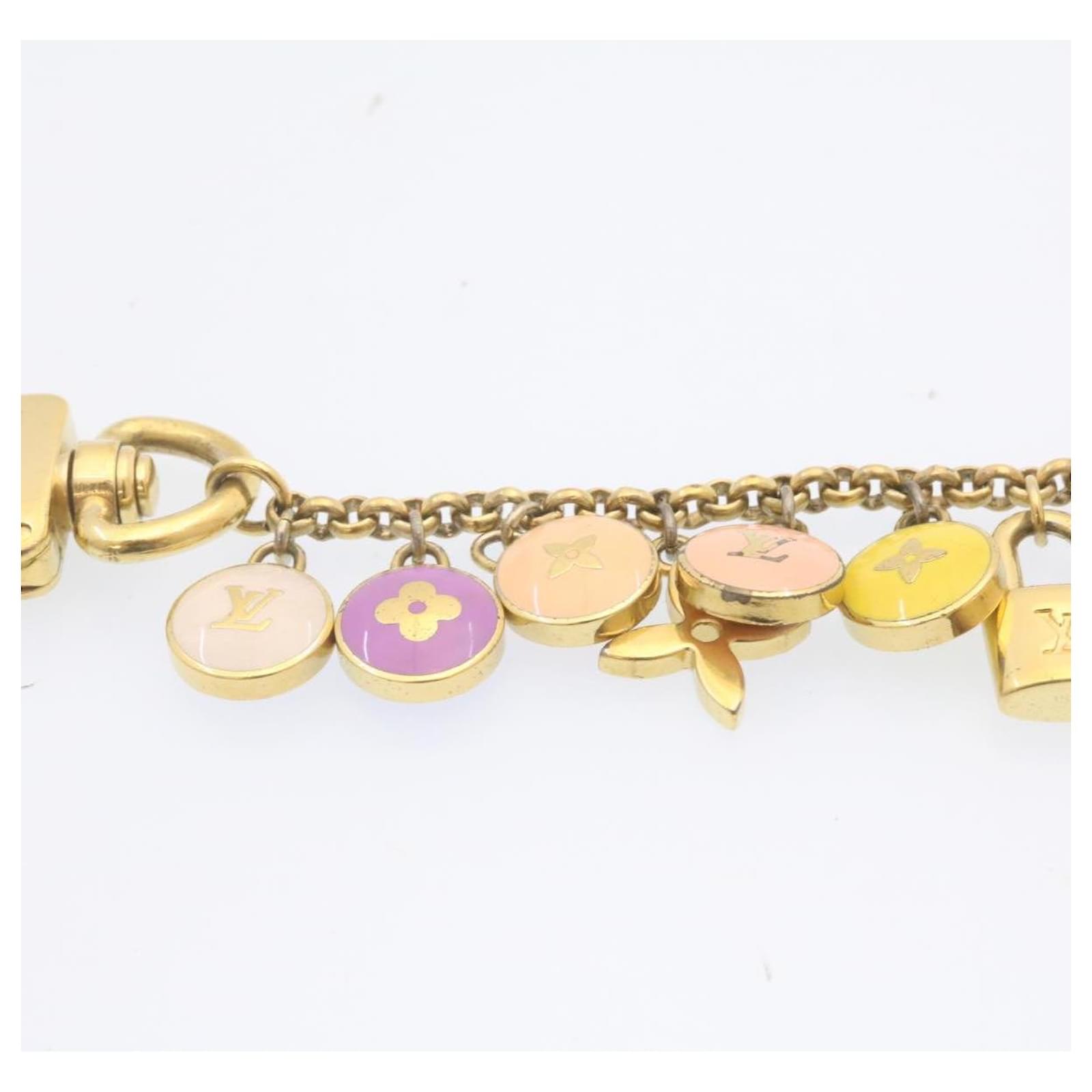 LOUIS VUITTON Porte Cles Chainne Pastilles Charm Gold Pink M65380