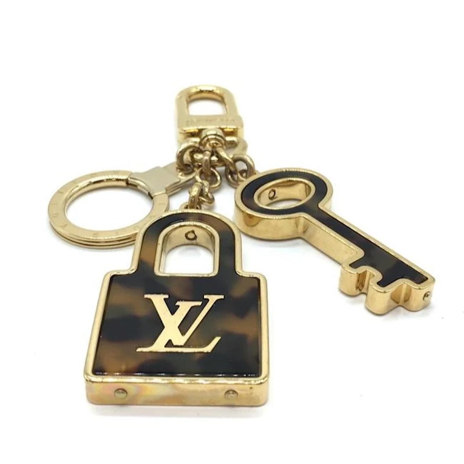 Louis Vuitton Gold Tortoise Print Resin Lock and Key Monogram Key
