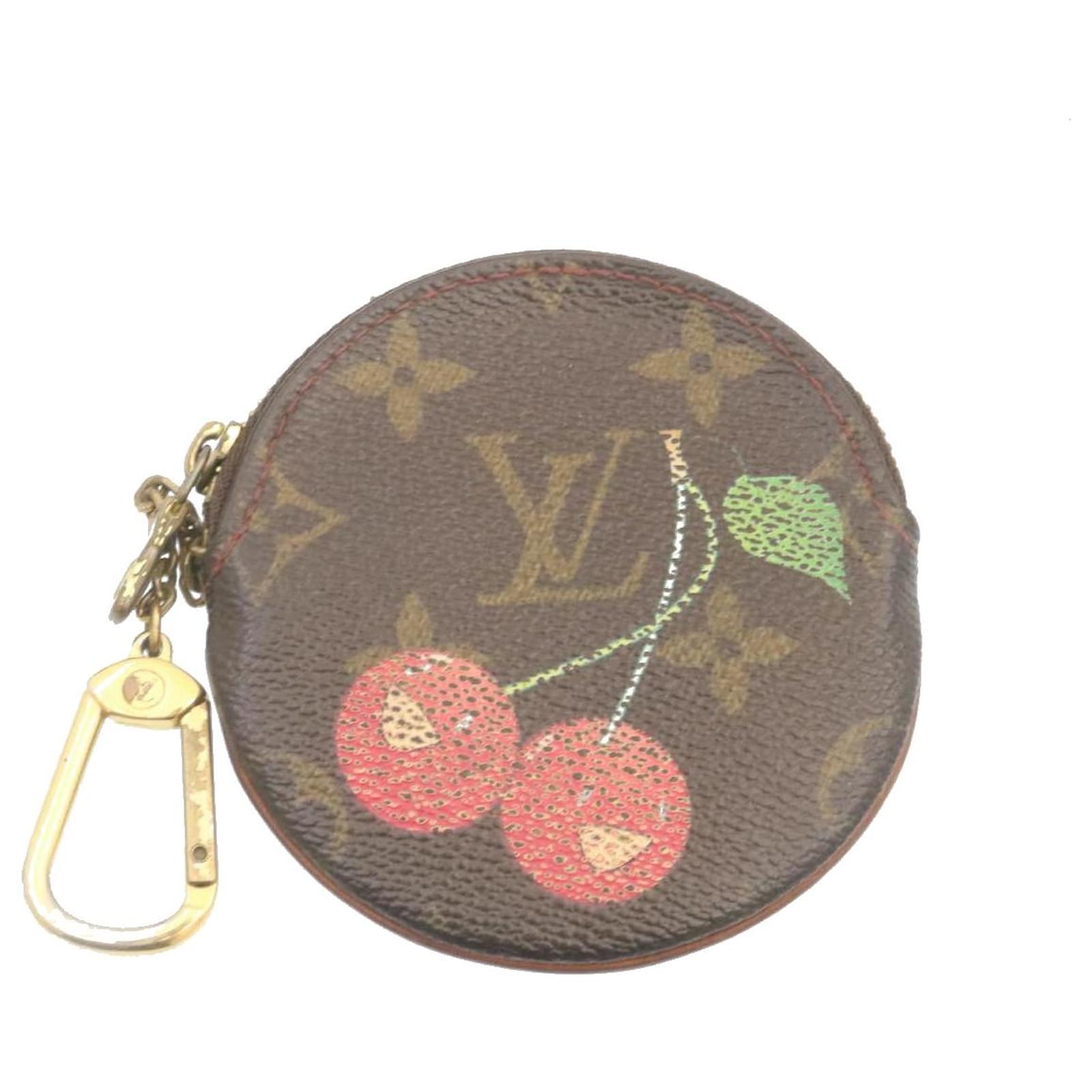 Louis Vuitton Monogram Cherry Round Coin Purse M95043 Brown Cloth