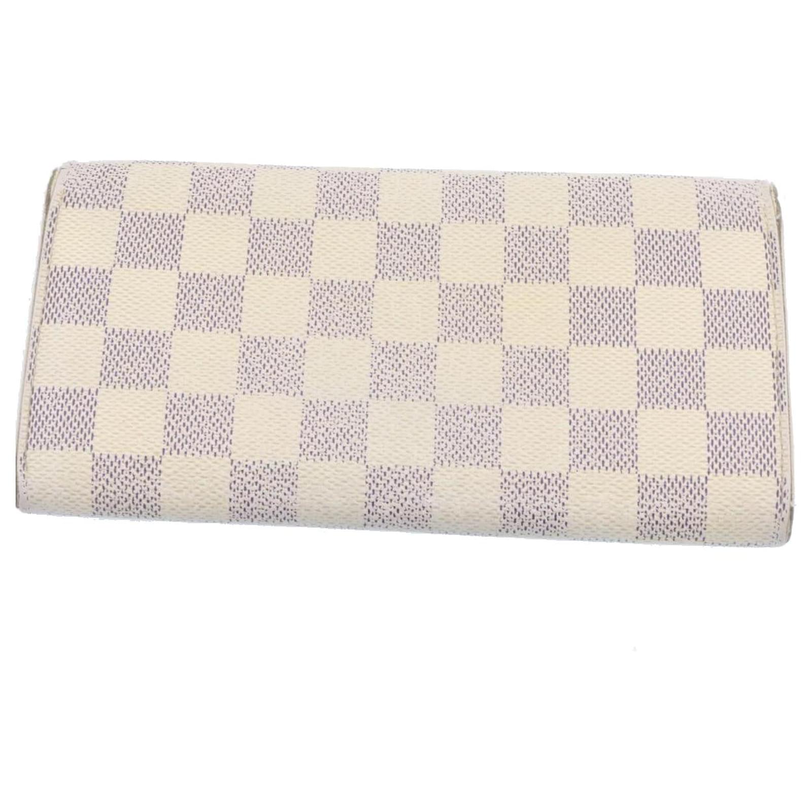 LOUIS VUITTON Damier Azur Long Wallet 3Set LV Auth yt515 White