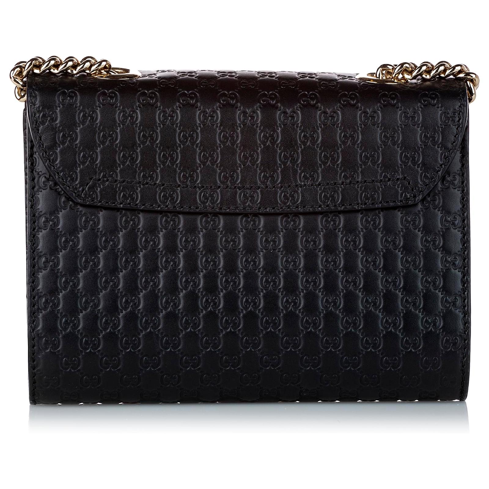 Gucci Black Mini Microguccissima Emily Crossbody Bag Leather Ponystyle