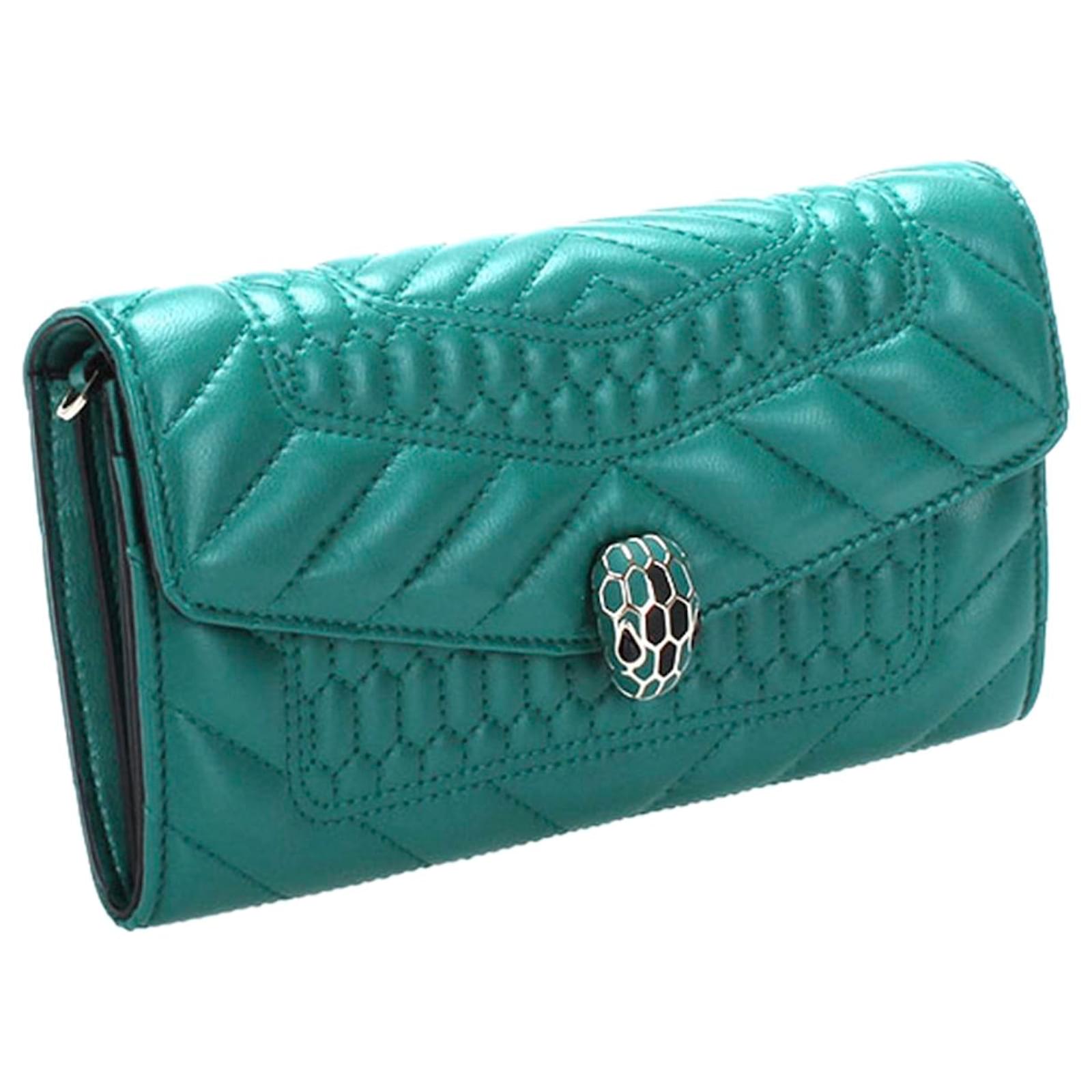 Bulgari Bvlgari Green Quilted Serpenti Forever Leather Wallet On Chain  Pony-style calfskin ref.391286 - Joli Closet
