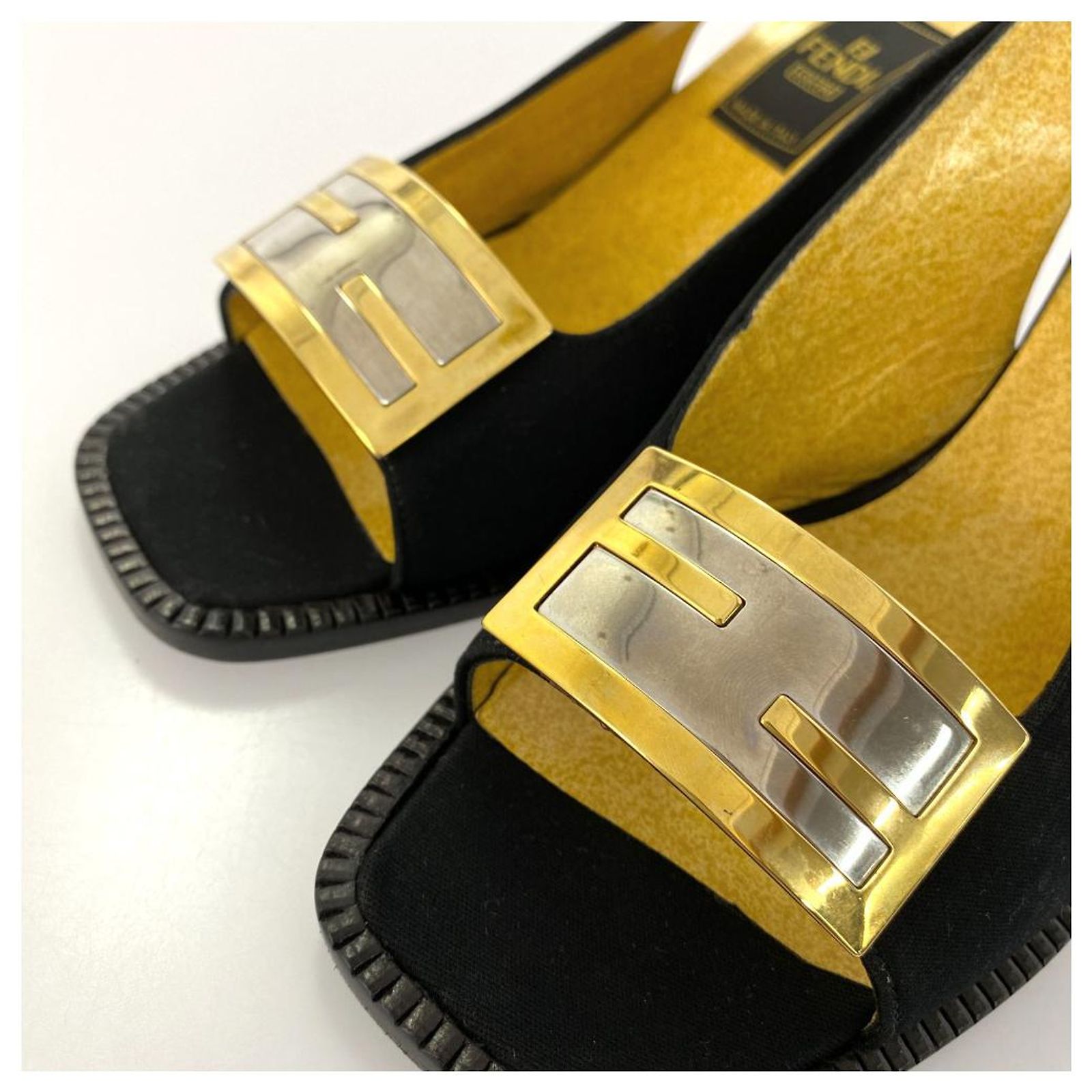 Used] FENDI FF logo sandals slingback open toe pumps shoes 
