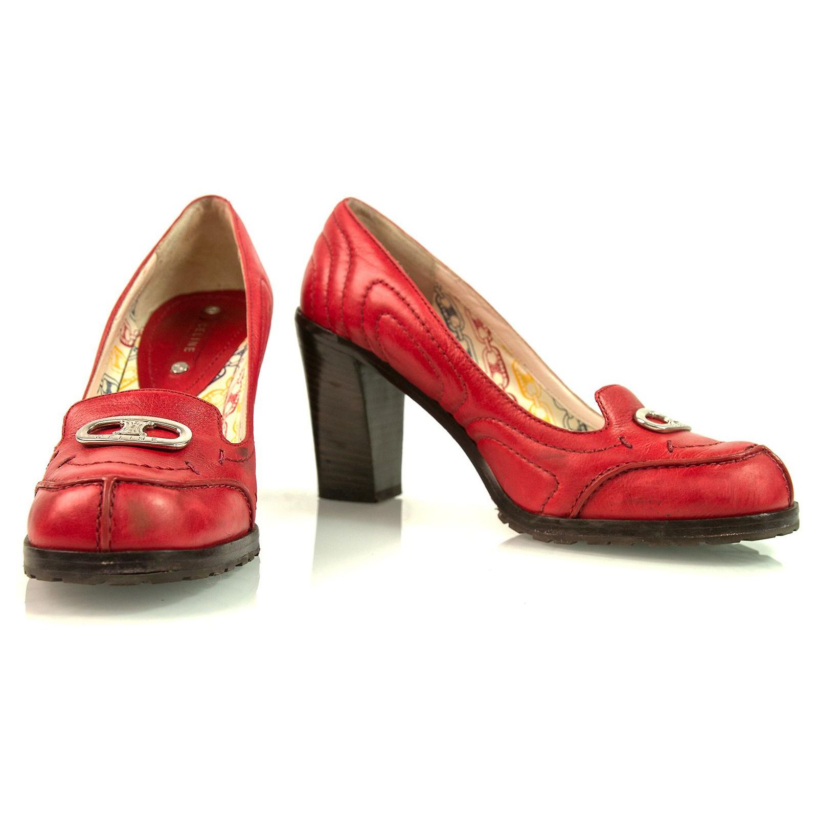 Escarpins Céline Vintage Tout Cuir - Talon 5cm, Pointure 36 - Bleu - Occasion