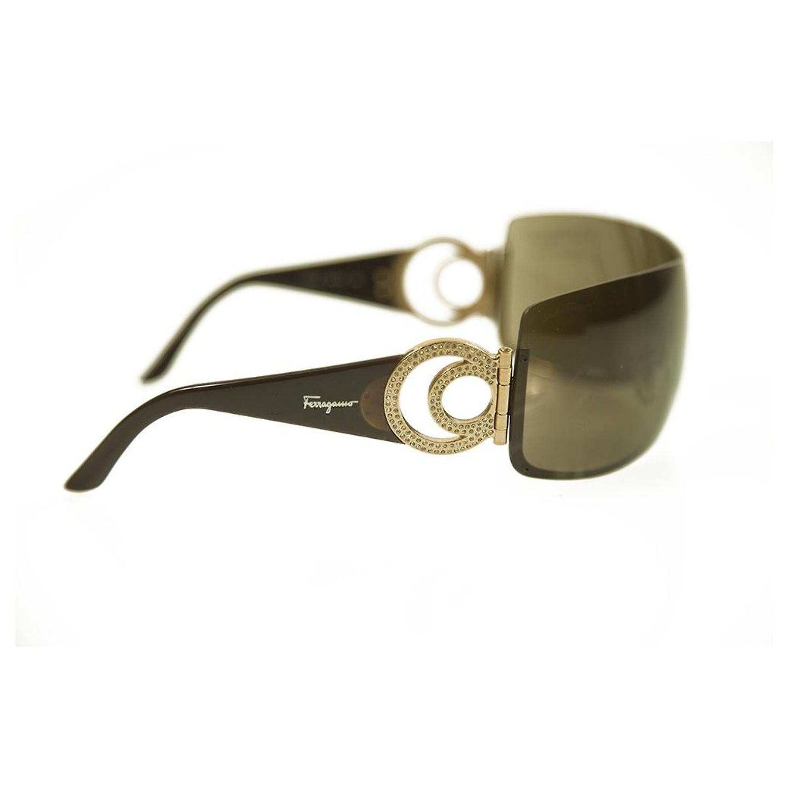 Salvatore Ferragamo Vintage Brown Sunglasses gold rhinestones 1139-B 705/73 120 Salvatore Ferragamo SF304S 745 Sunglasses Women main image 4