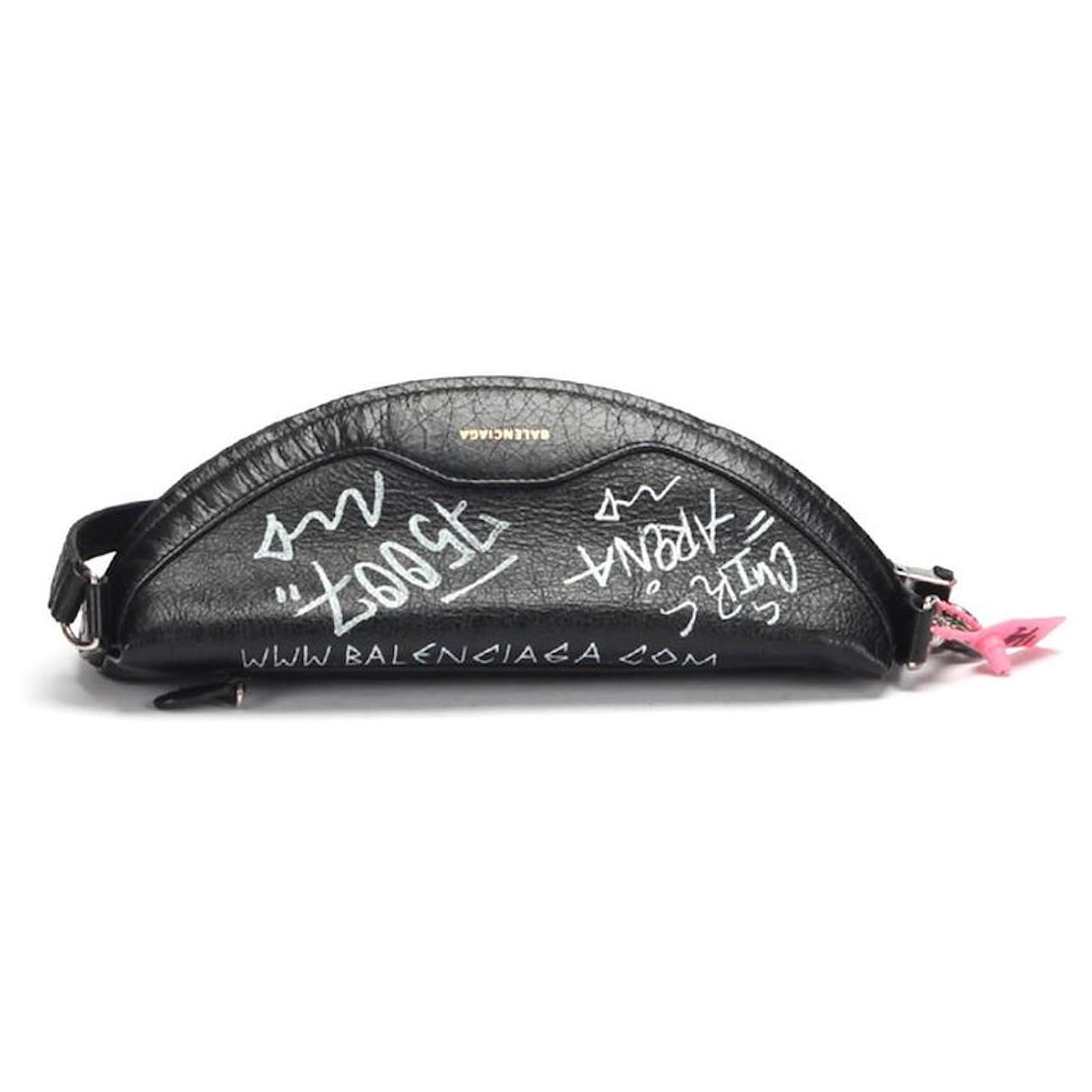 Balenciaga Graffiti Souvenir Belt Bag Leather XXS Black 68427145