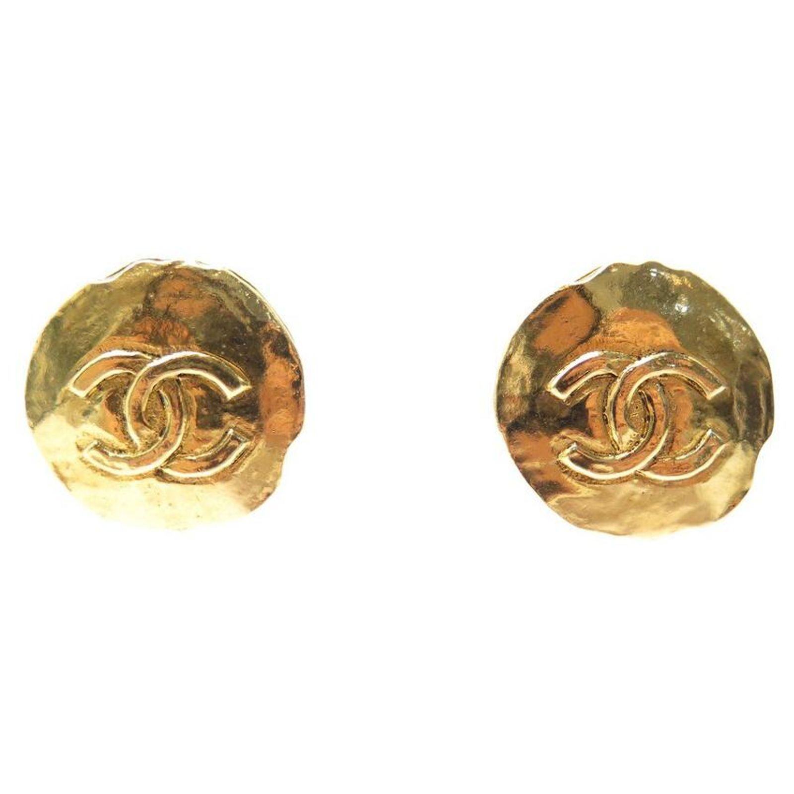 Boucles D'oreilles Vintage Spirale Métal Doré - Bijou Occasion Pendantes