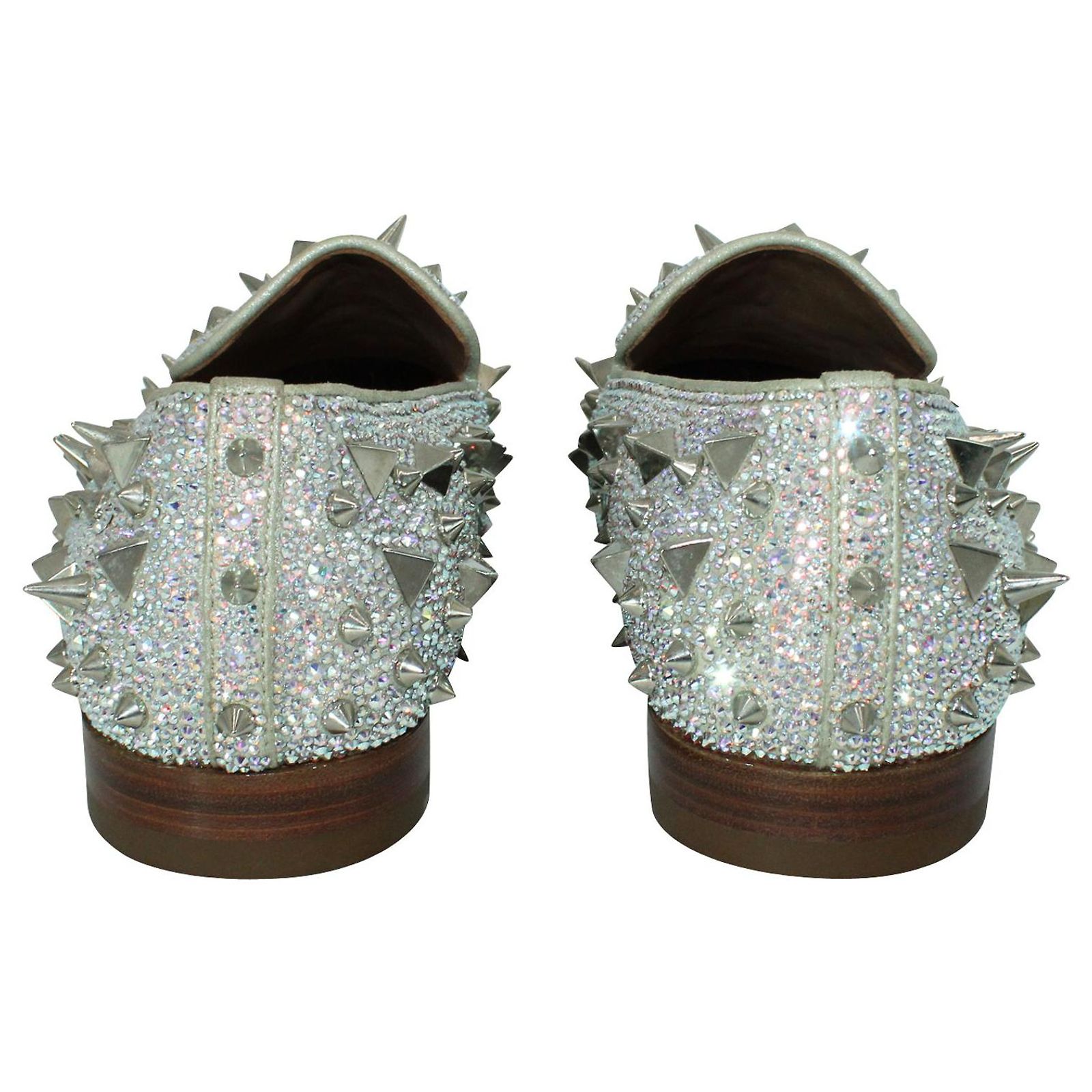 Christian Louboutin Silver Sequin Loafers $1,250 CHRISTIAN LOUBOUTIN - * Colonnaki* Glitter Spiked  main image 2