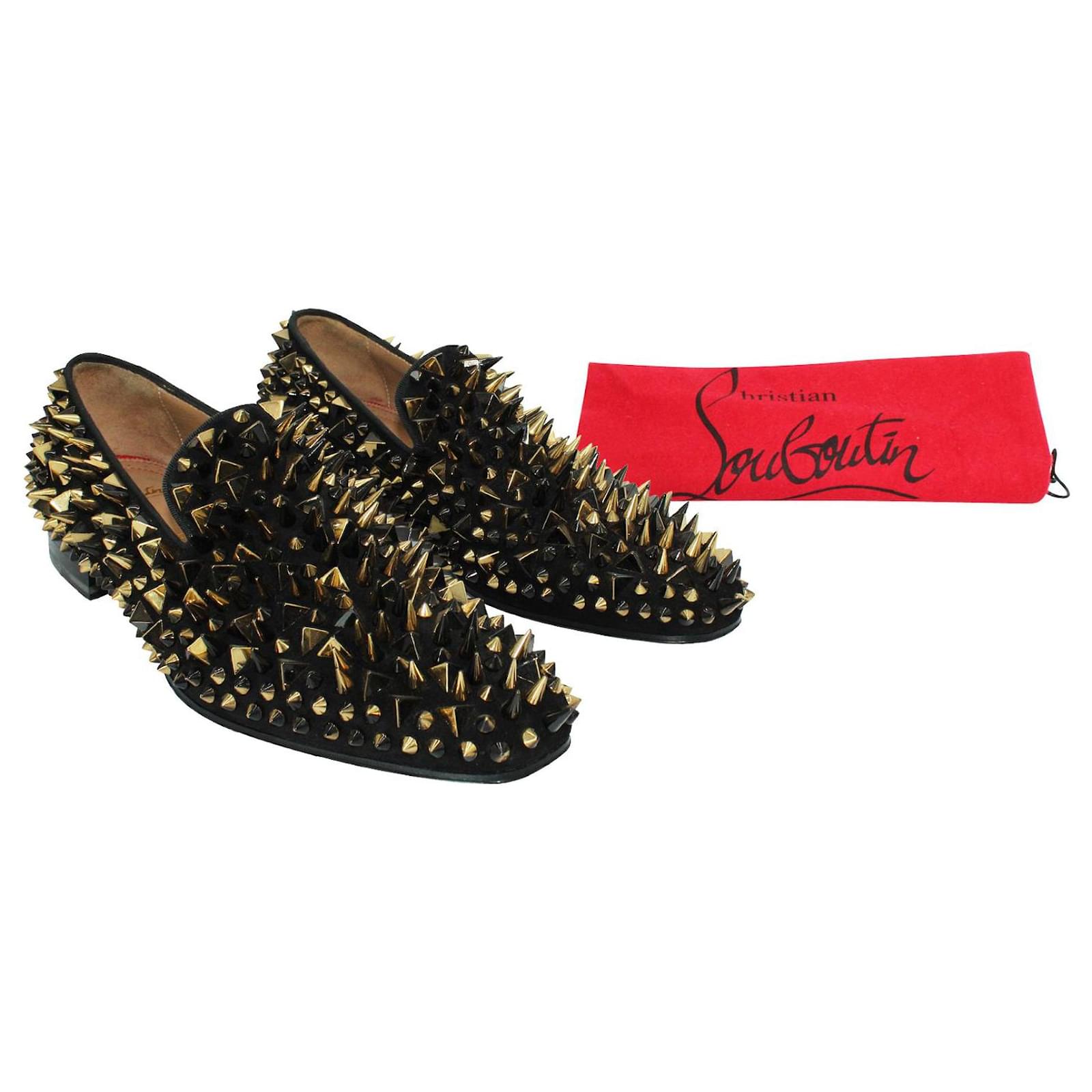Christian Louboutin Black Spiked Loafers Leather ref.392445 - Joli Closet