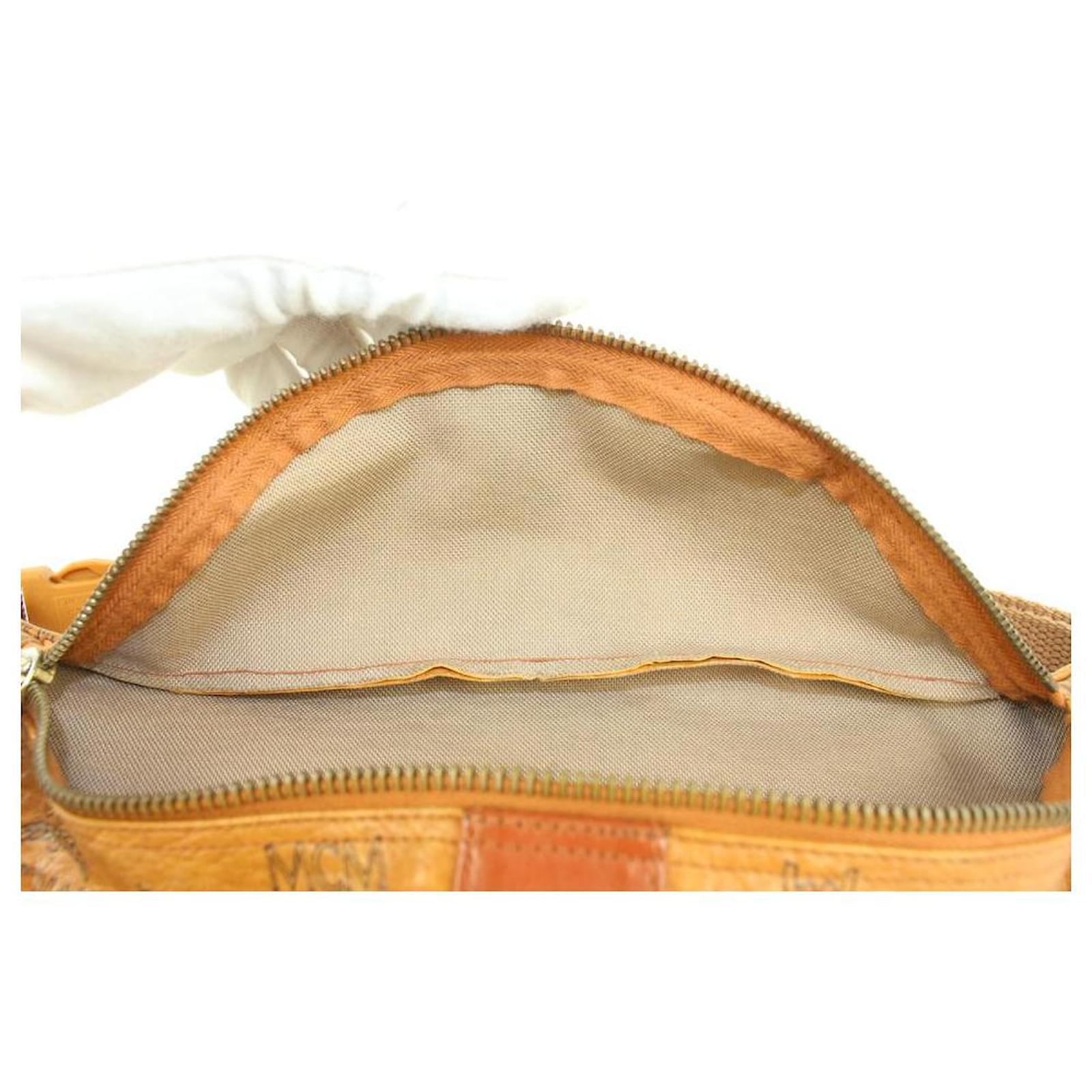 MCM Cognac Monogram Visetos Belt Bag Fanny Pack Waist Pouch Leather  ref.392465 - Joli Closet