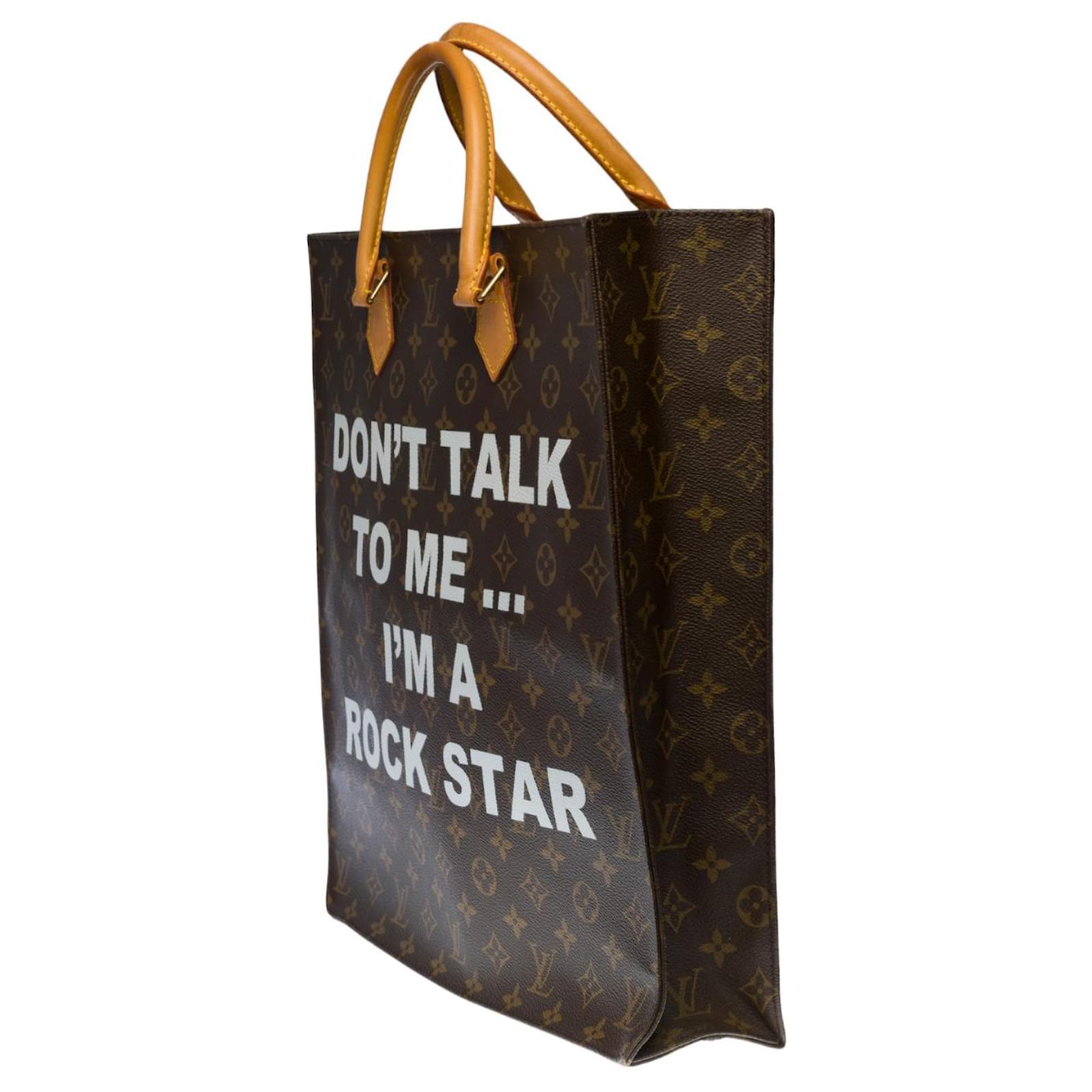 Louis Vuitton Plat shopping bag in brown monogram canvas and natural leather  customized Fuck Off Cloth ref.392474 - Joli Closet