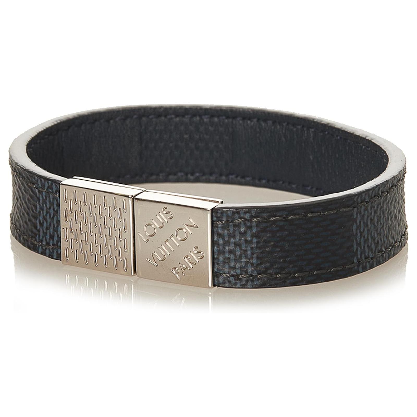 Louis Vuitton Mens Leather Damier Bracelet