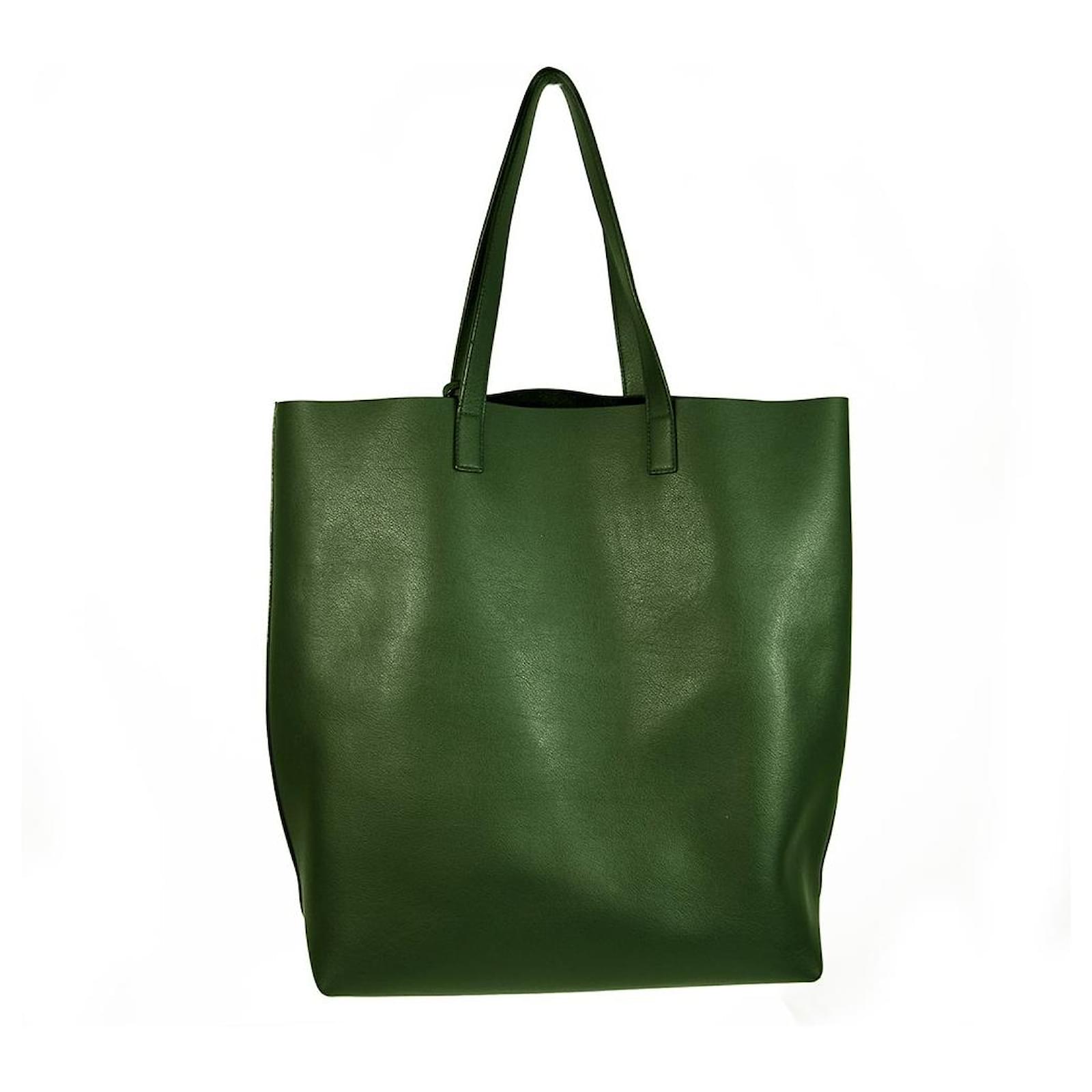 トートバッグ [SAINT LAURENT] Dark Green Leather Shopping Ba Saint Laurent Dark Green Supple Leather Toy Shopping Tote