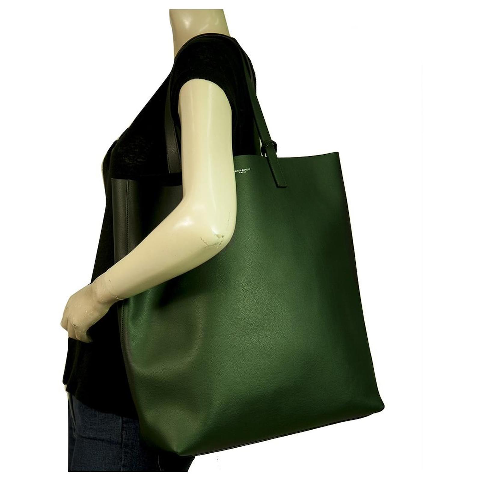 トートバッグ [SAINT LAURENT] Dark Green Leather Shopping Ba Yves Saint Laurent Dark Green Leather Saint Laurent Large