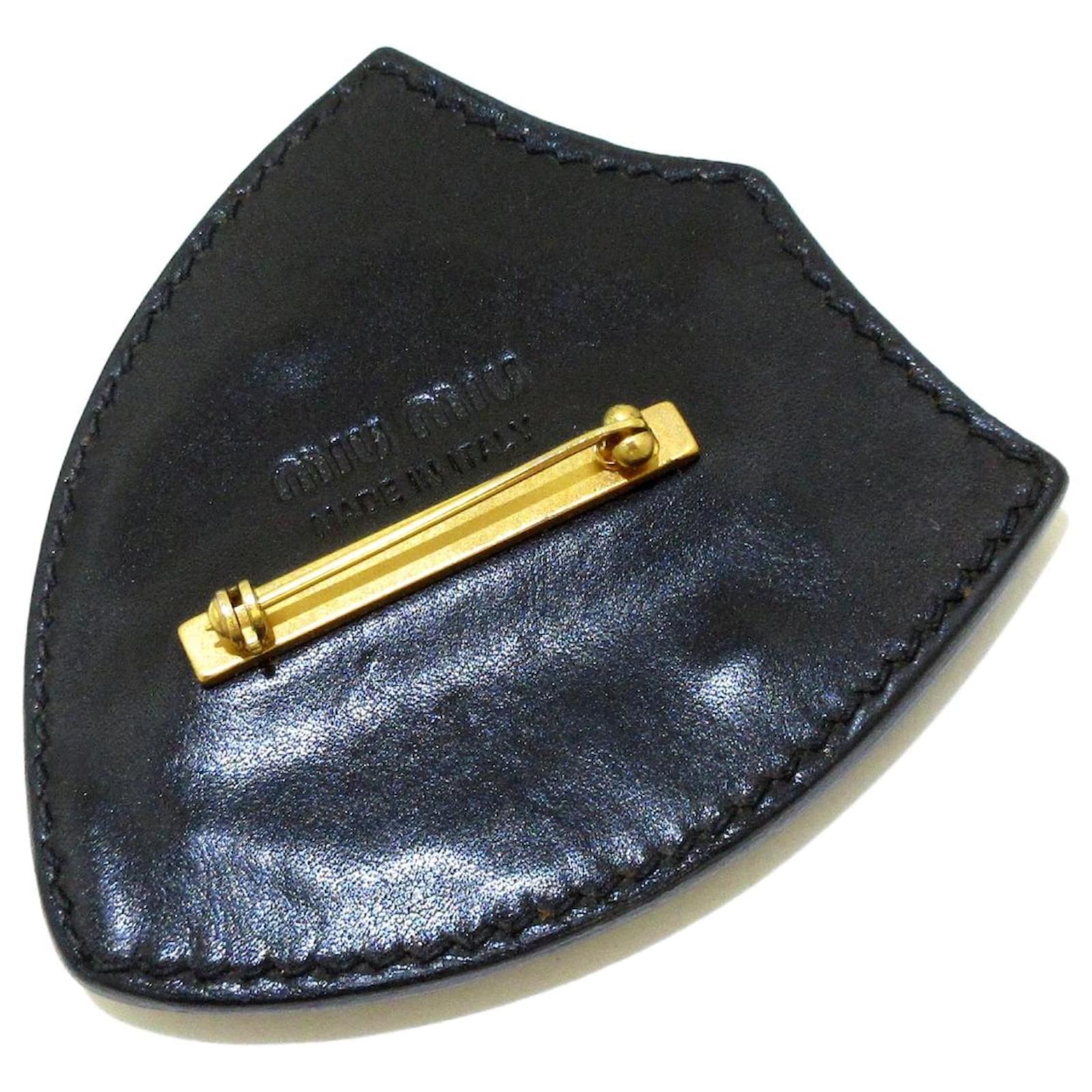Super Rare Designer Miu Miu Large Leather Unisex Brooch