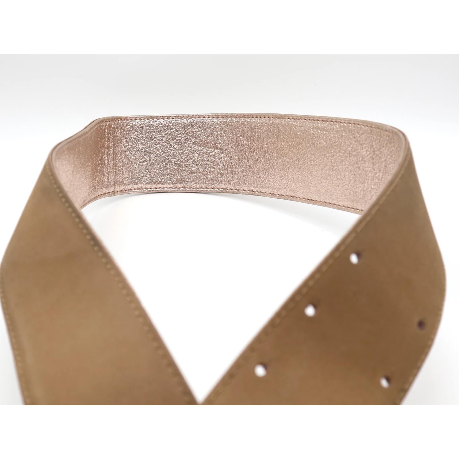 Chanel Rose Gold Metallic CC Buckle Belt Size 80/32 Pink Leather ref.393111  - Joli Closet