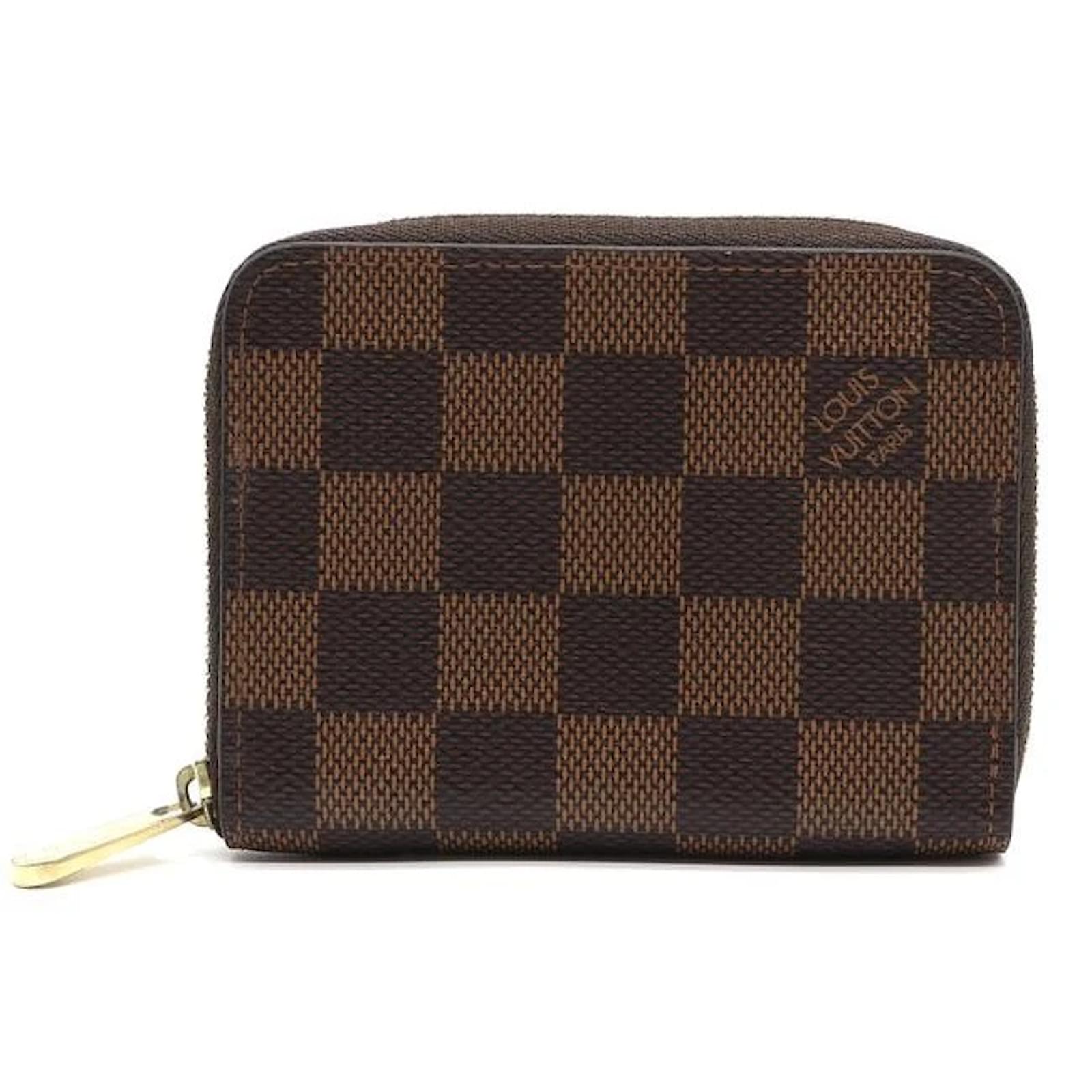 Porta carte in pelle Louis Vuitton LV pieghevole da uomo marrone damier  Ebene