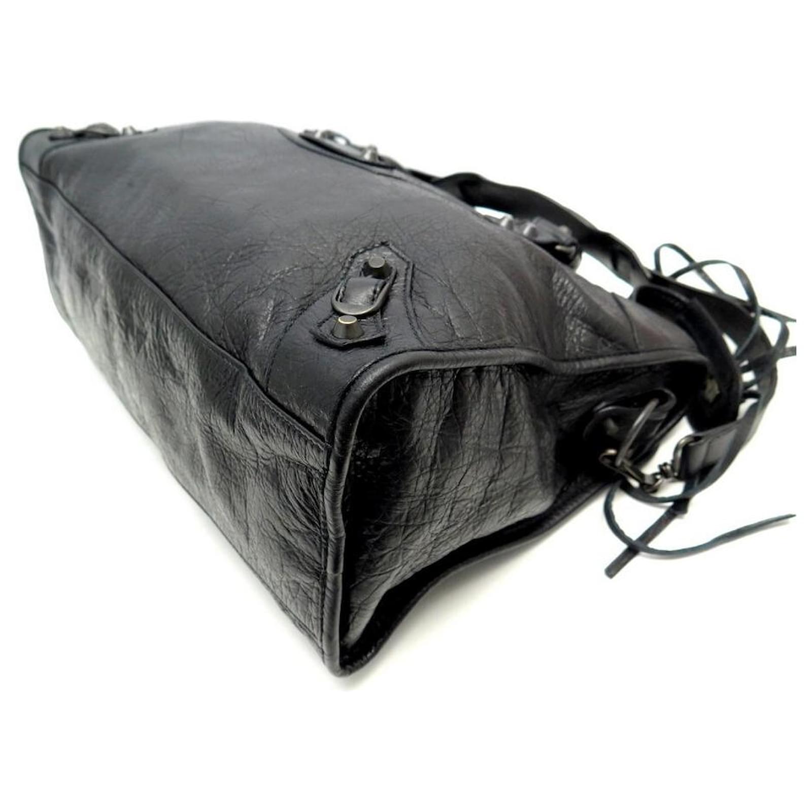 BALENCIAGA-The-City-Leather-2Way-Hand-Bag-Black-115748 – dct