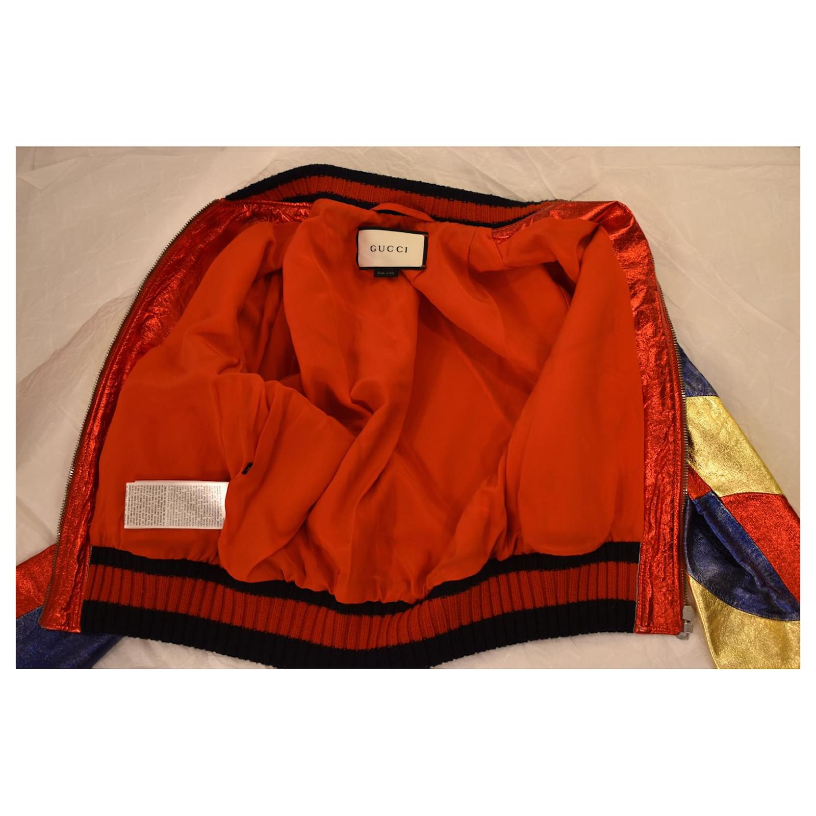 Gucci Metallic Bomber Leather Jacket Silk ref.1011317 - Joli Closet