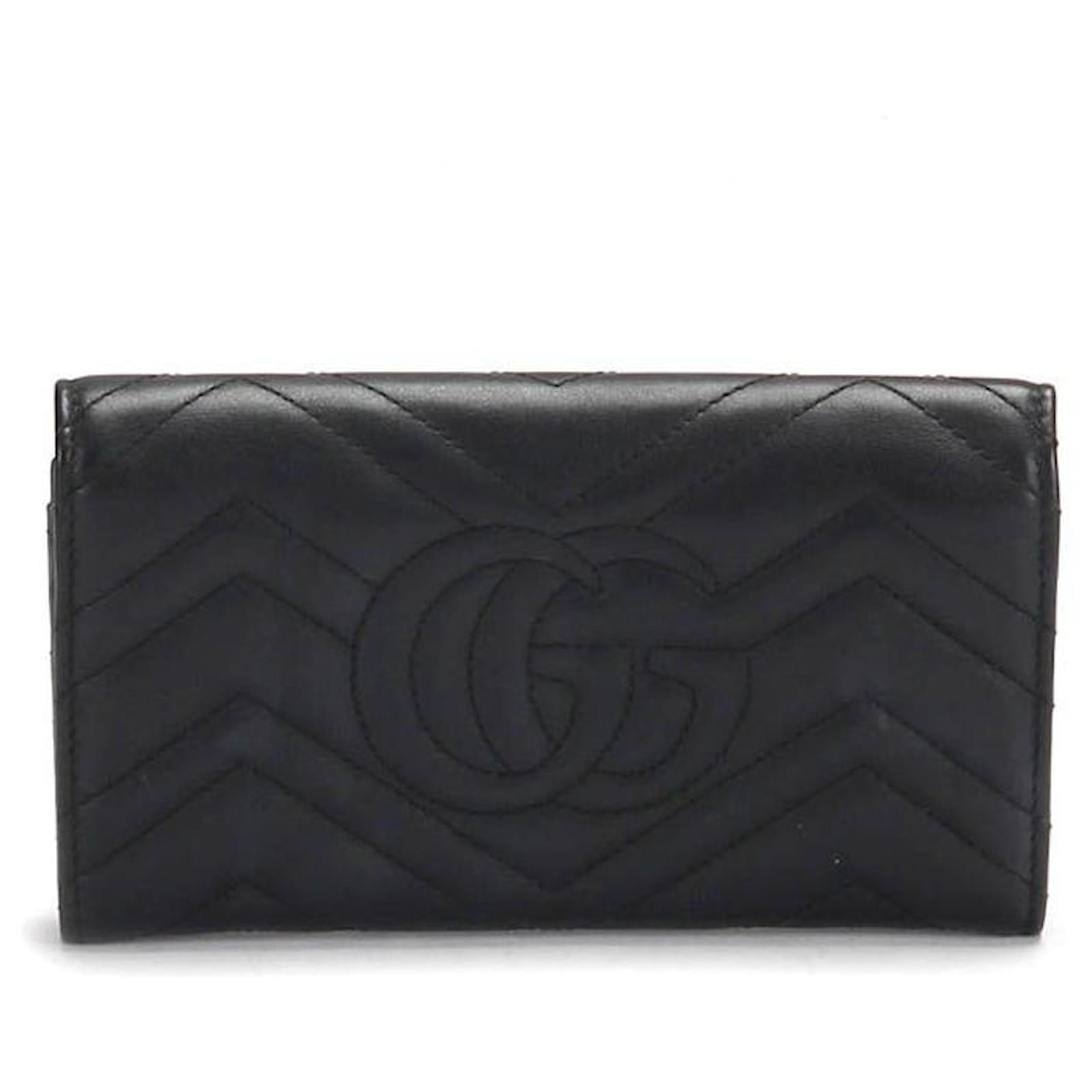 Gucci GG Marmont Continental Wallet in black calf leather leather ref ...