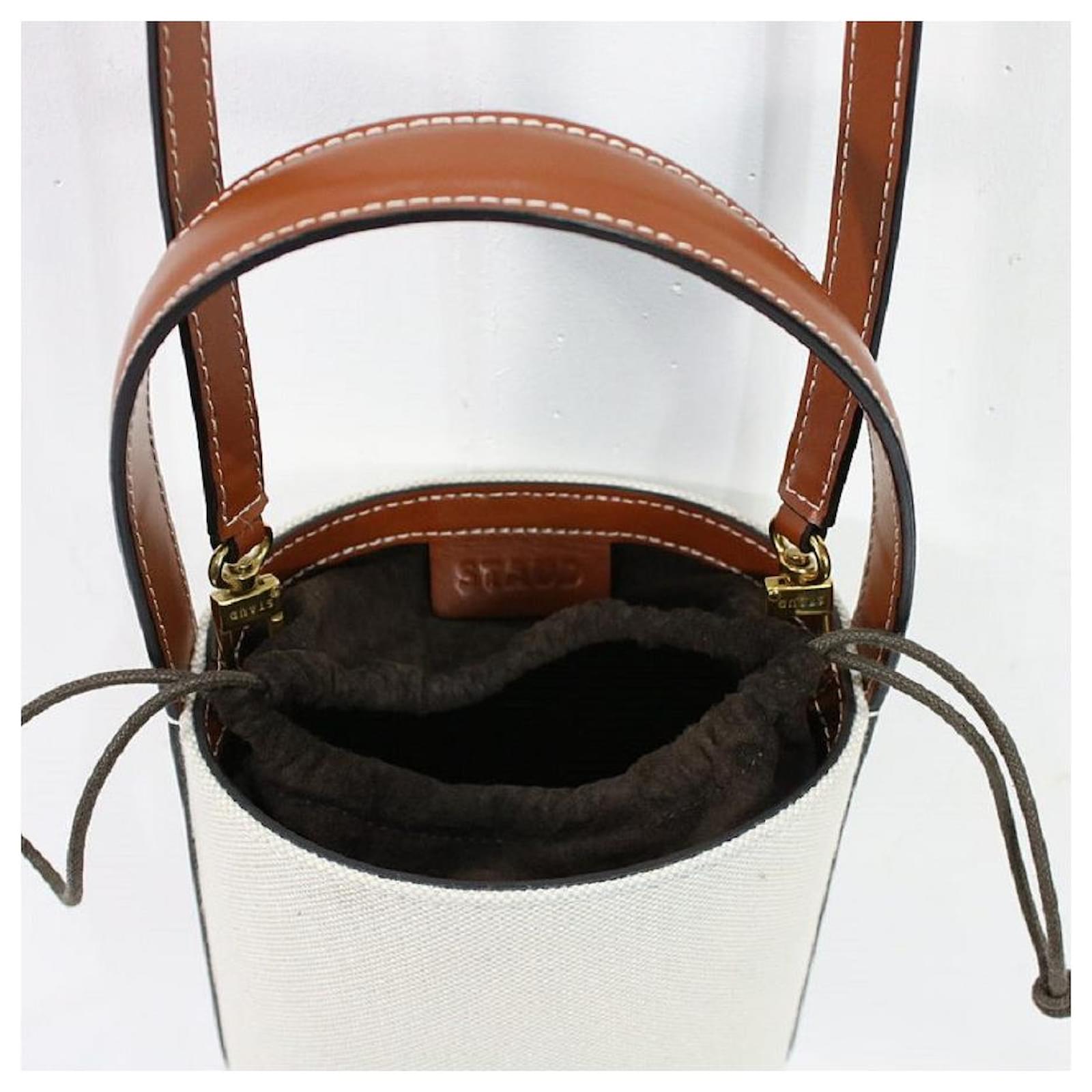Used] STAUD / 2way canvas leather bucket bag Ladies brown x white 