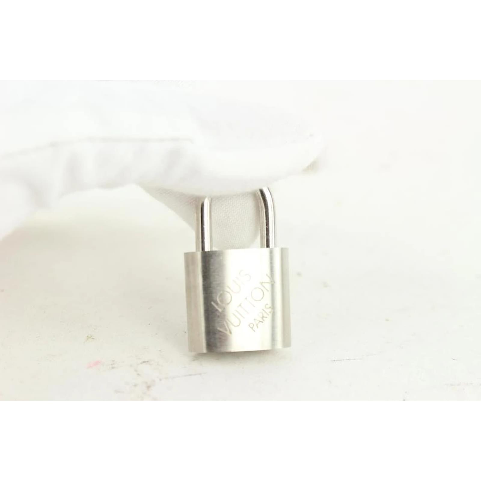Louis Vuitton Brushed Silver LV Padlock and Key Lock Set ref