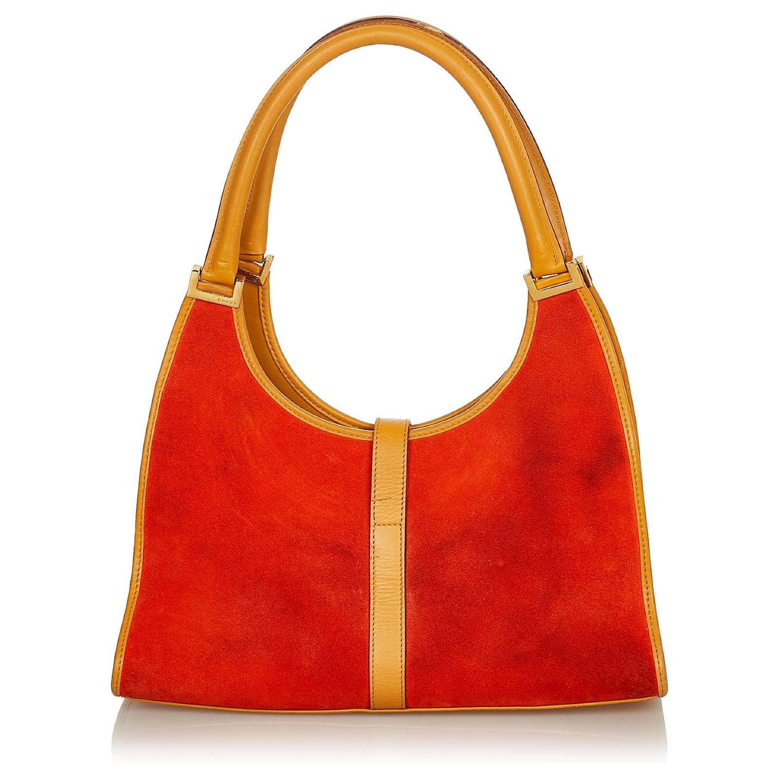 Gucci Red Jackie Suede Shoulder Bag Brown Leather Pony-style calfskin  ref.396833 - Joli Closet