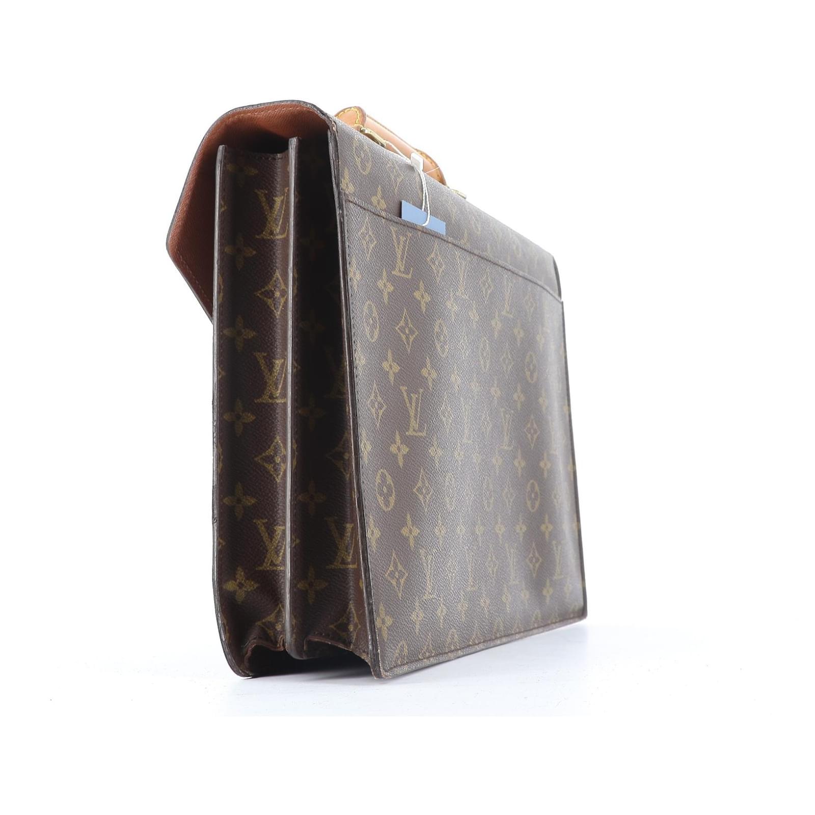 Louis Vuitton Briefcase Brown Leather Cloth ref.86564 - Joli Closet
