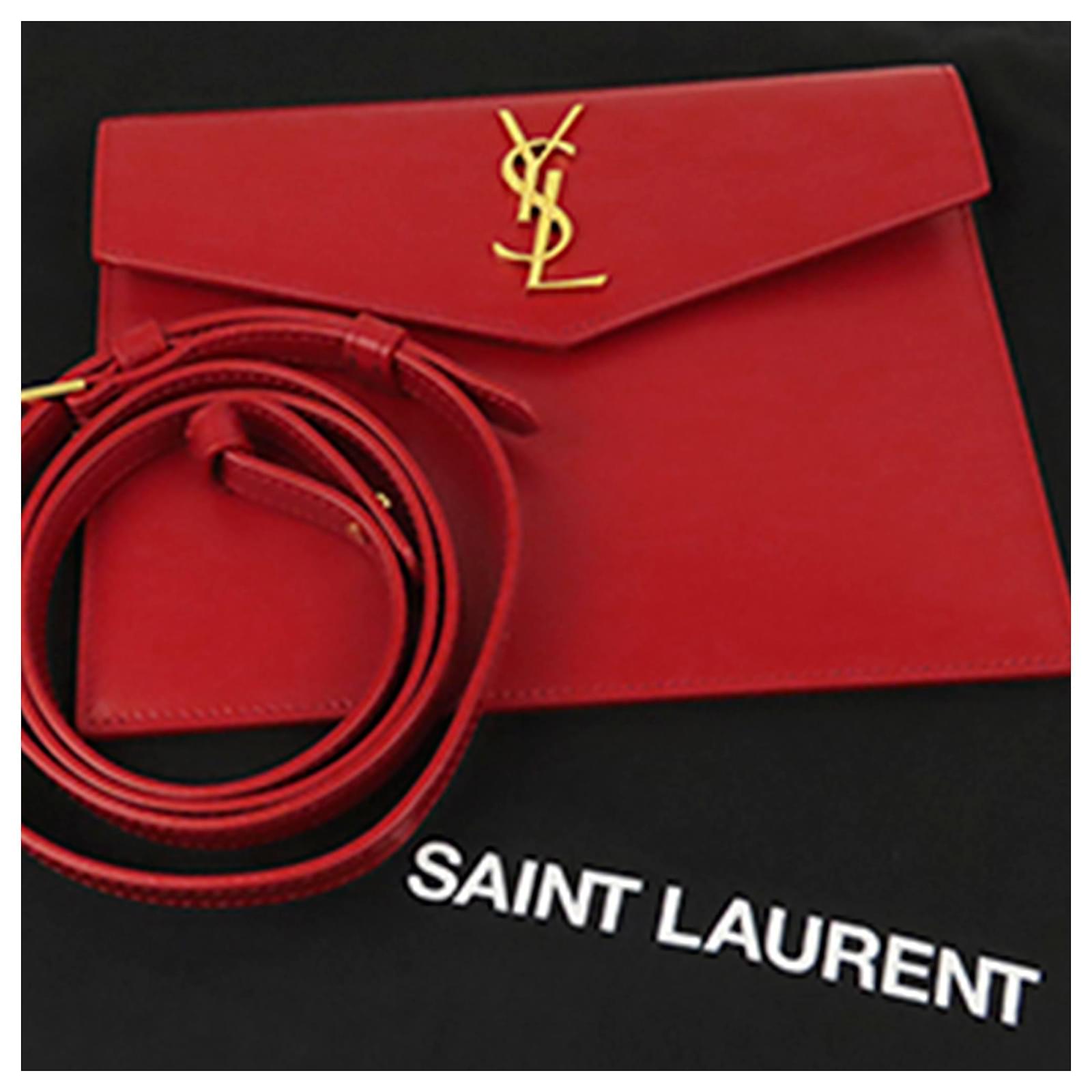 Yves Saint Laurent YSL Red Uptown Leather Satchel Pony-style