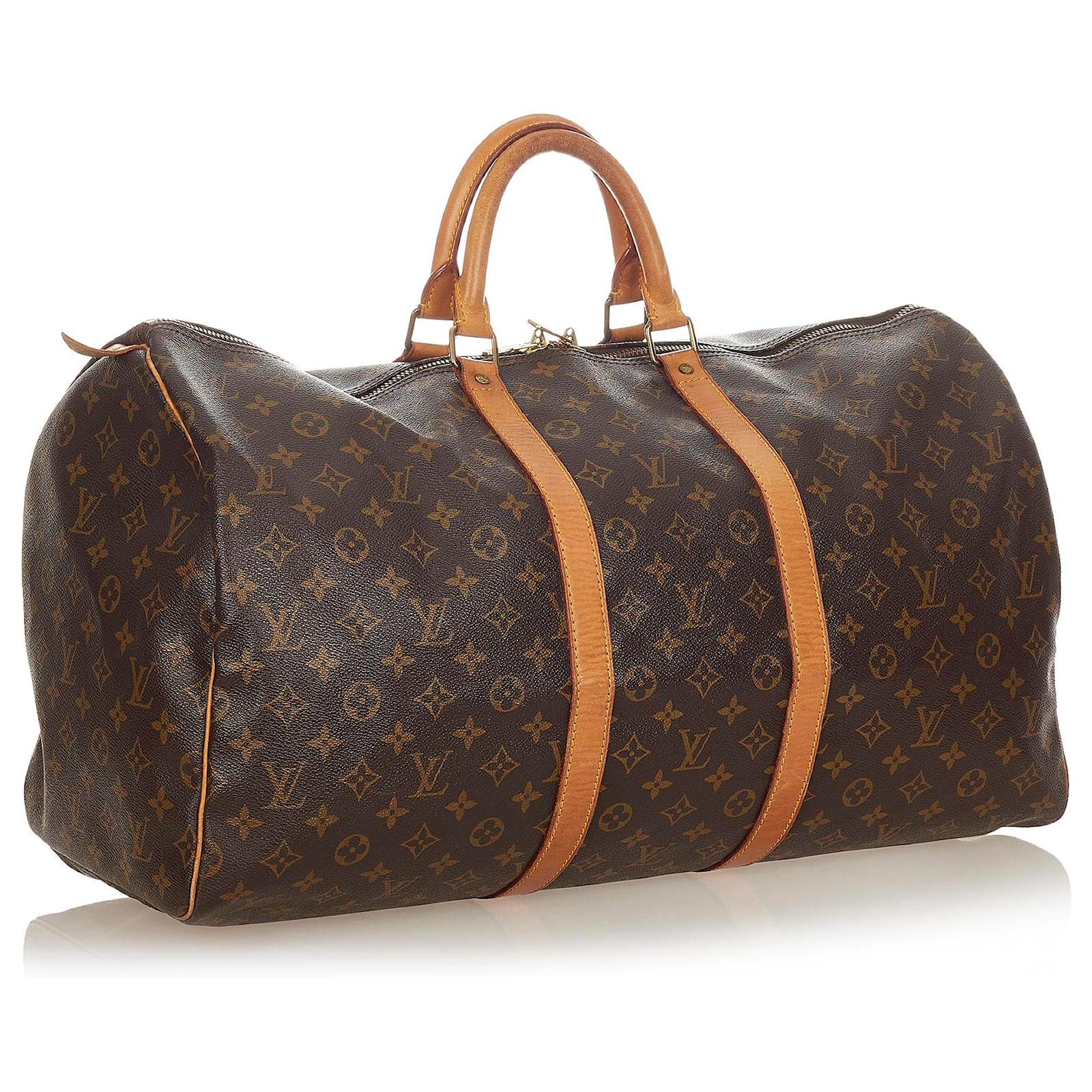 Louis Vuitton Monogram Keepall 55 Leather Cloth ref.397489 -