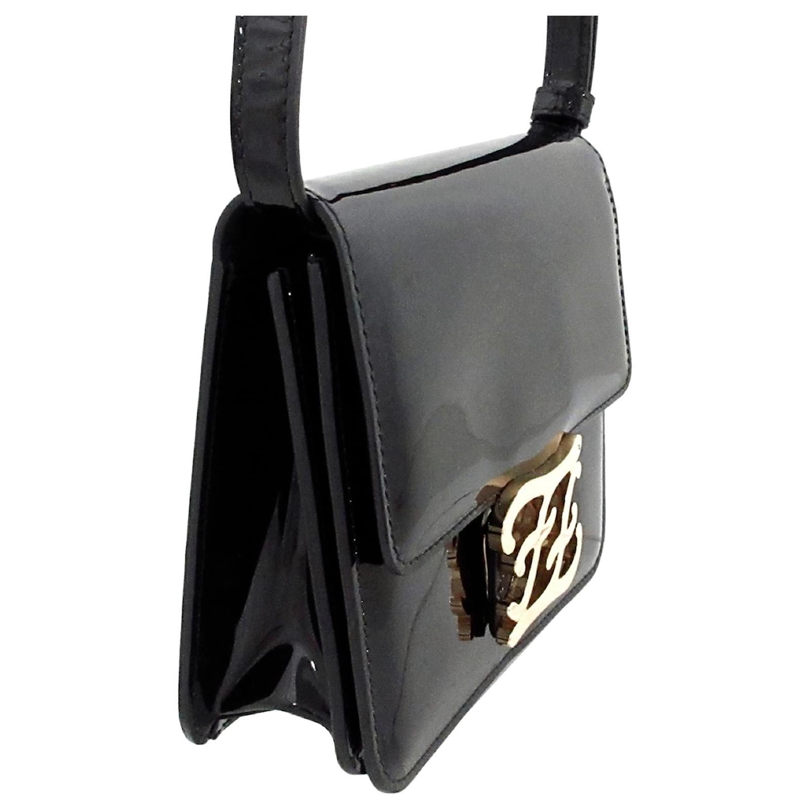 Fendi Black Karligraphy Patent Leather Crossbody Bag ref.223057 - Joli  Closet