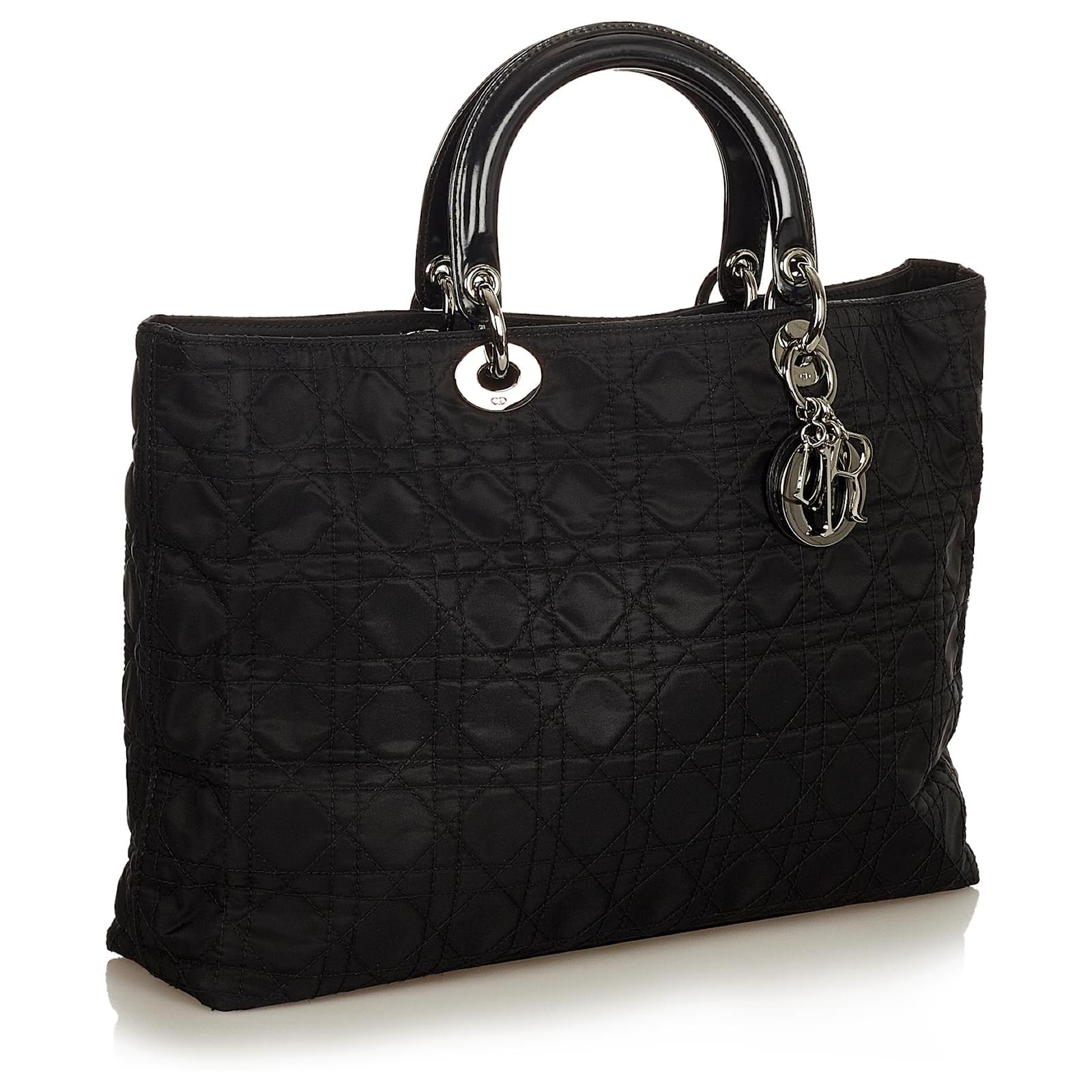 Dior Black Cannage Lady Dior Nylon Handbag Leather Pony style Calfskin mini-lady-dior-handbag-literacy-basics