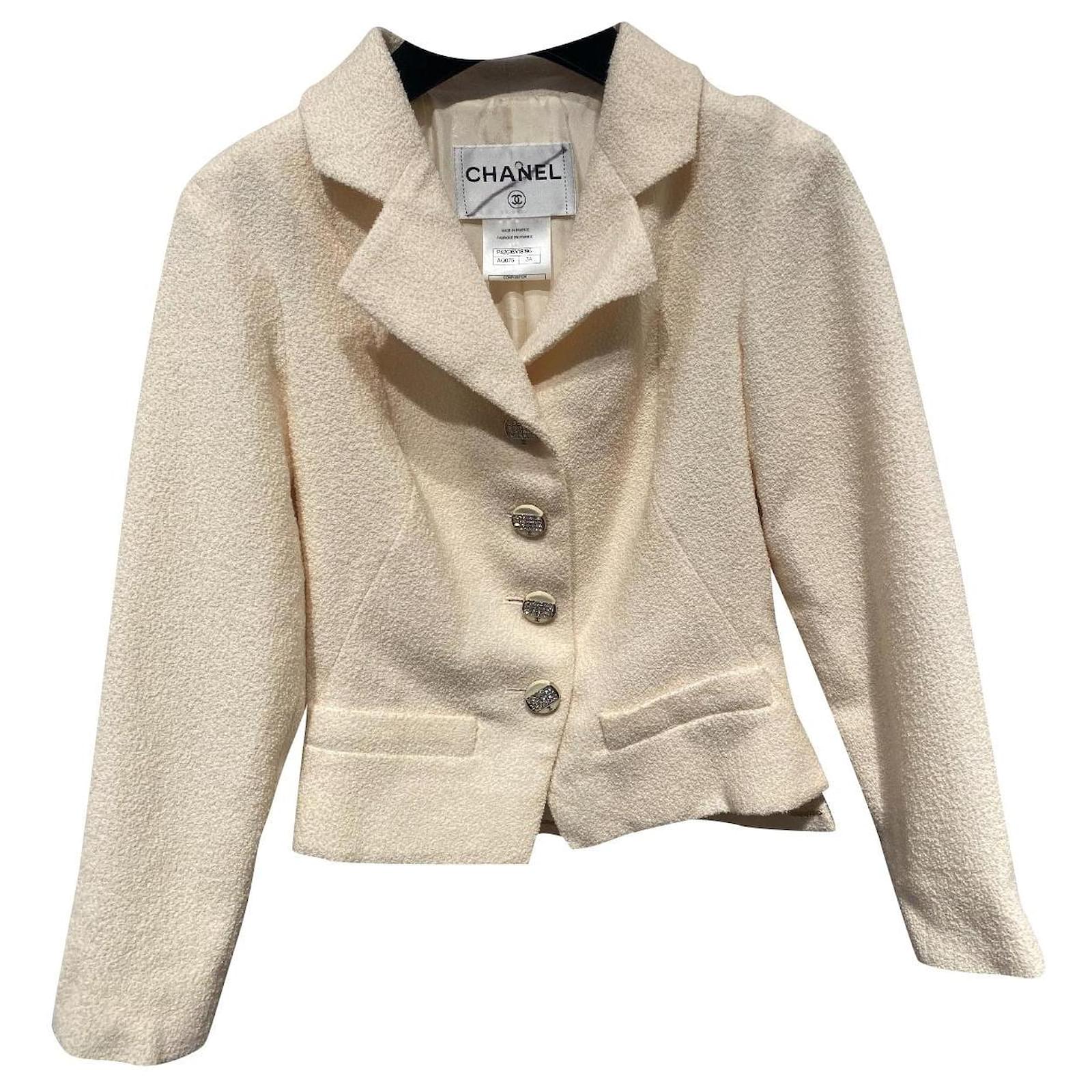 Chanel Jackets Beige Silk Wool Polyamide ref.399094 Joli Closet