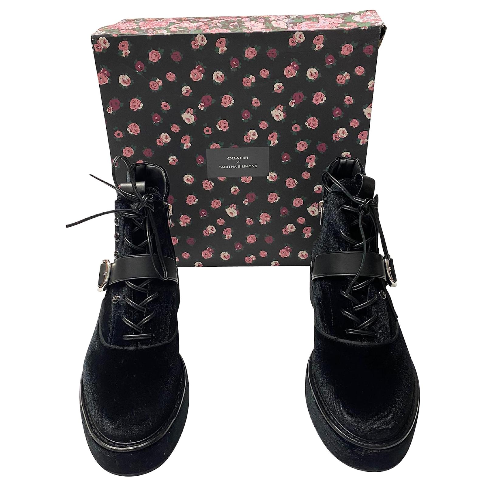 Coach Urban Hiker Ankle Boots in Black Velvet Joli Closet