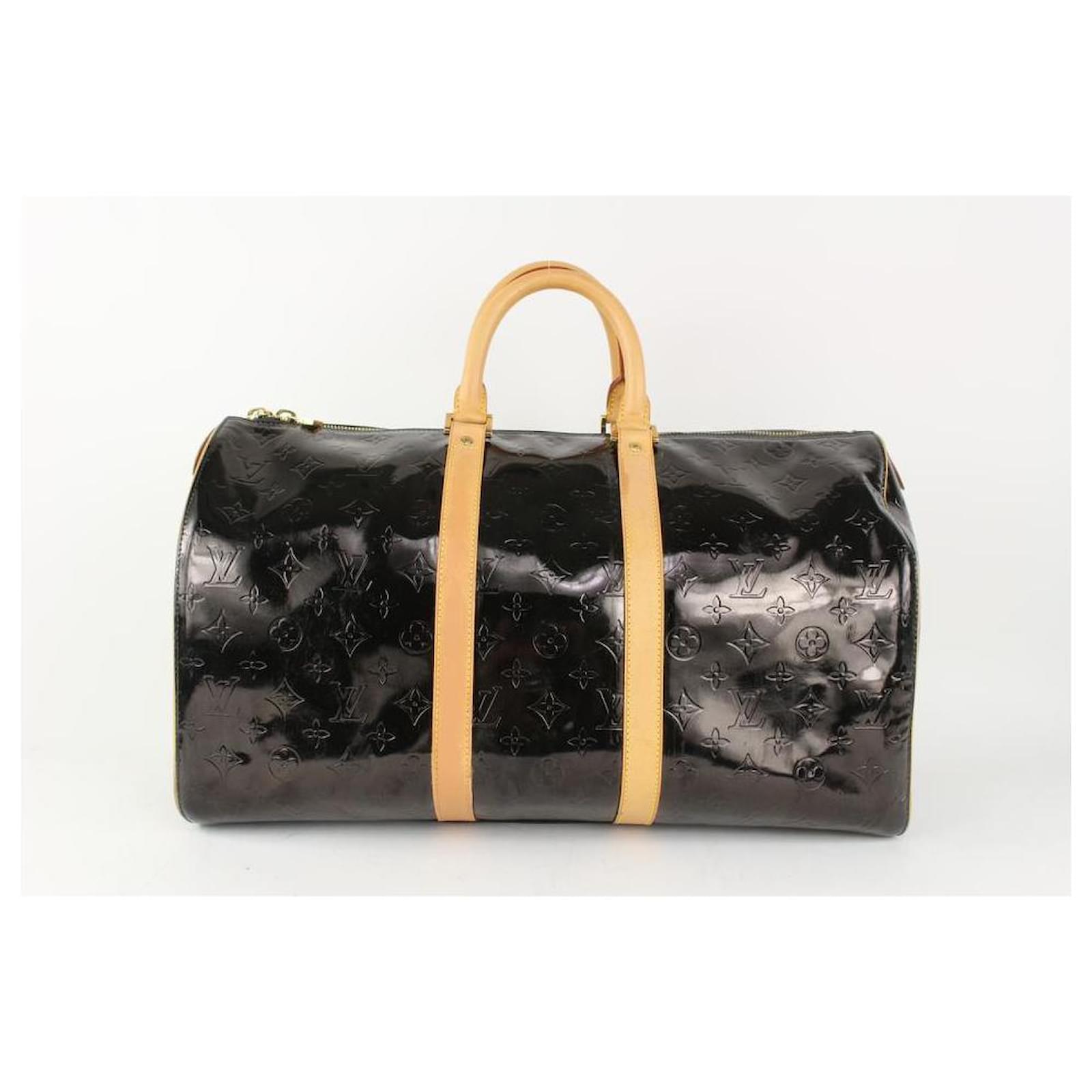 Louis Vuitton Black Monogram Vernis Mercer Keepall Boston Duffle Bag  Leather ref.399369 - Joli Closet