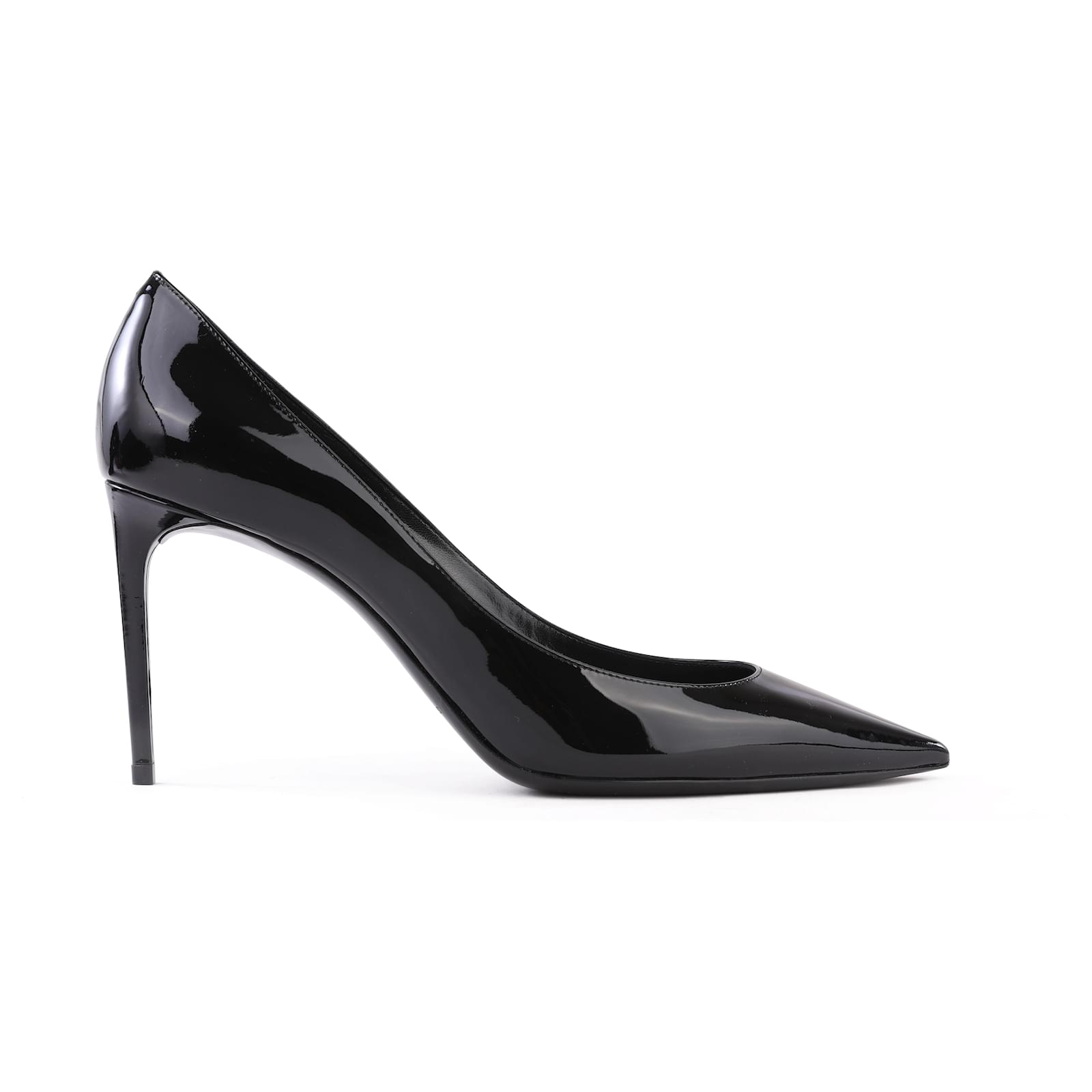 Saint Laurent Black Patent Leather Anja Pointy Pumps ref.399958 Joli