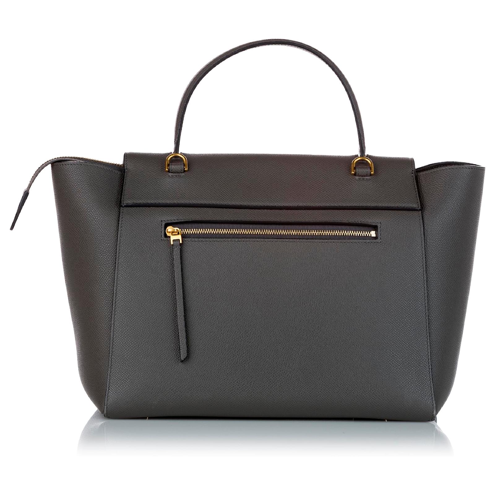 Céline Celine Gray Mini Belt Leather Satchel Grey Pony-style calfskin ...