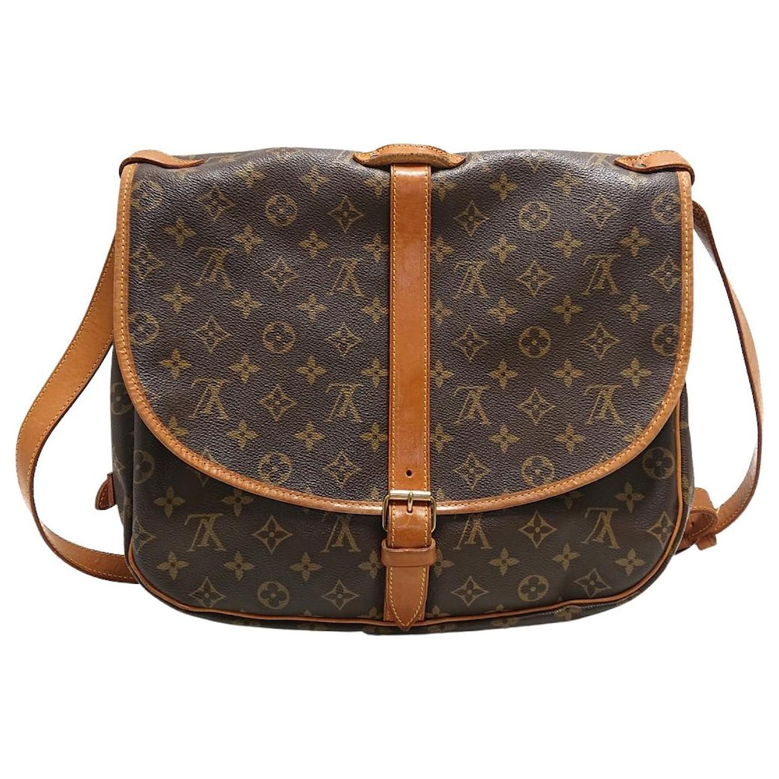 Louis Vuitton Saumur 35 Brown Cloth ref.466664 - Joli Closet