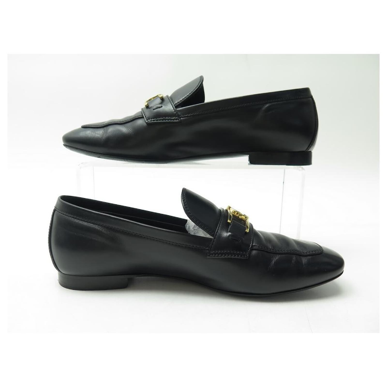 LOUIS VUITTON MOCASSINS UPPER CASE SHOES 36 BLACK LEATHER + SHOES BOX  ref.401249 - Joli Closet