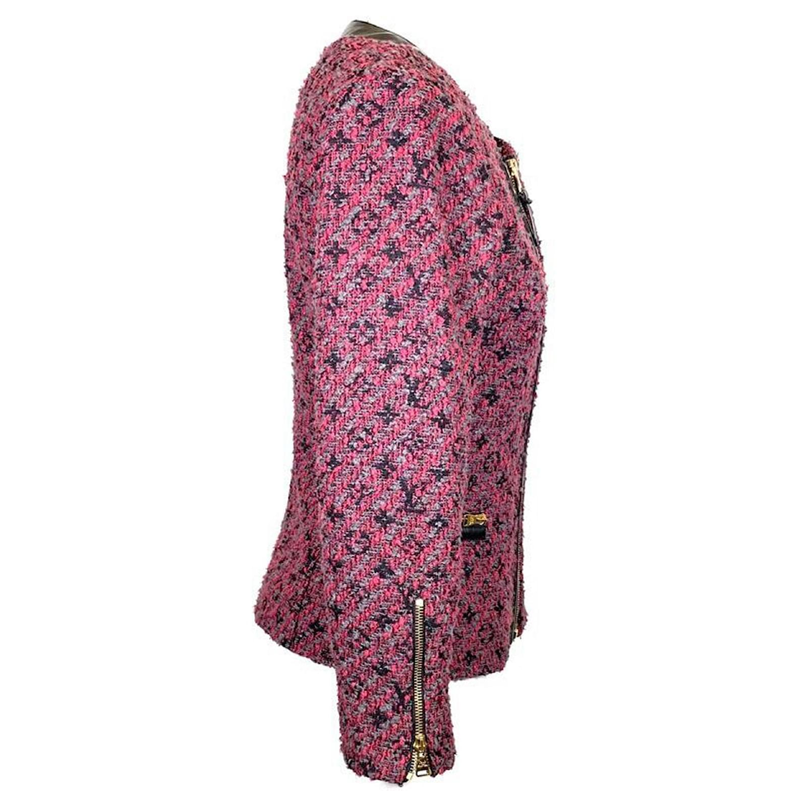 Louis Vuitton jacket in burgundy and grey wool tweed Red Dark red Cotton  ref.401694 - Joli Closet