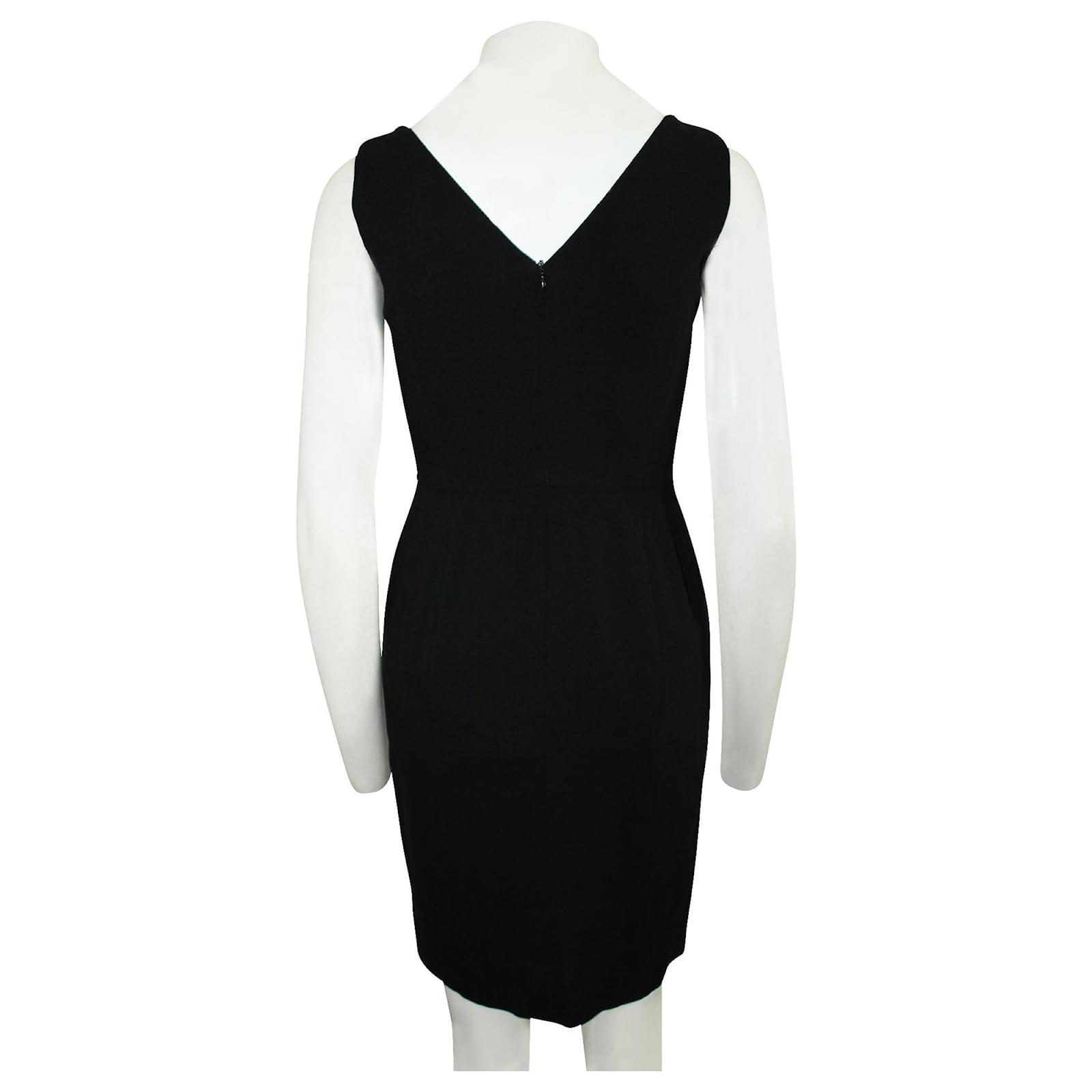 Robe De Cocktail VALENTINO Noire En Mousseline De Soie - Volants - Sans Manches - Taille 4/S - Occasion Excellente