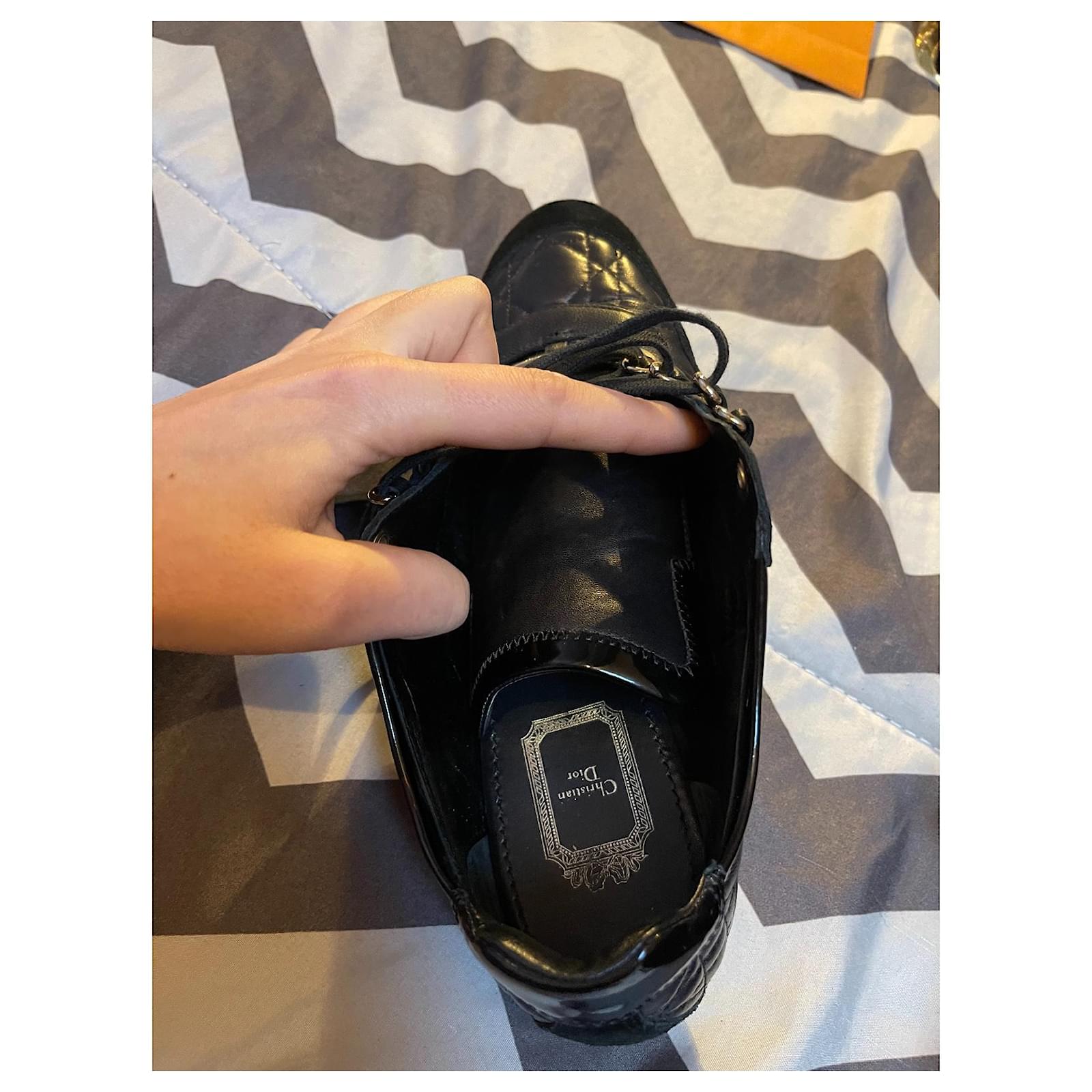 Christian Dior sneakers Black Golden Leather ref.402974