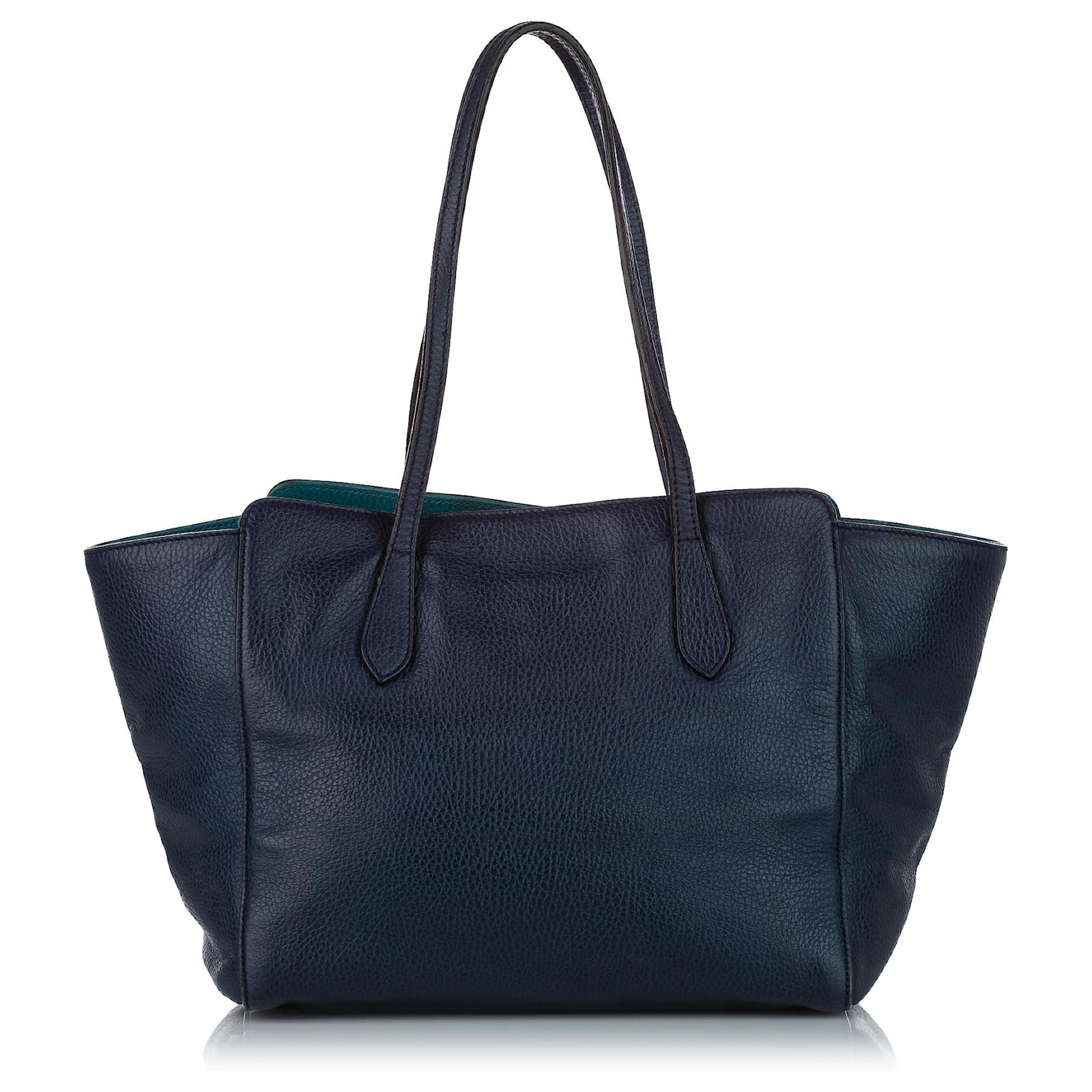 Gucci Blue Swing Leather Tote Bag Navy blue Pony-style calfskin ref ...