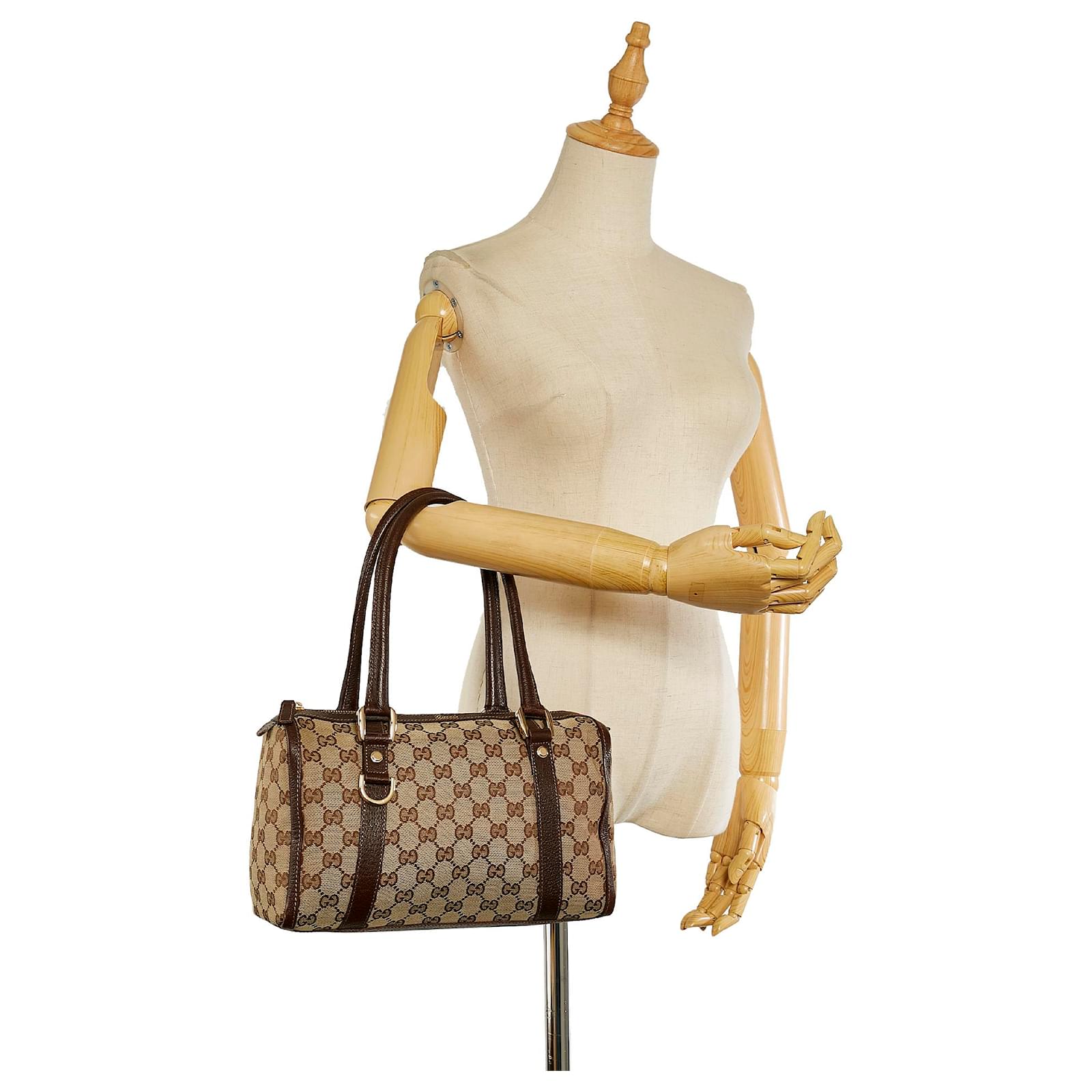 Gucci Brown GG Canvas Abbey Boston Bag Beige Dark brown Leather Cloth  Pony-style calfskin Cloth ref.403732 - Joli Closet