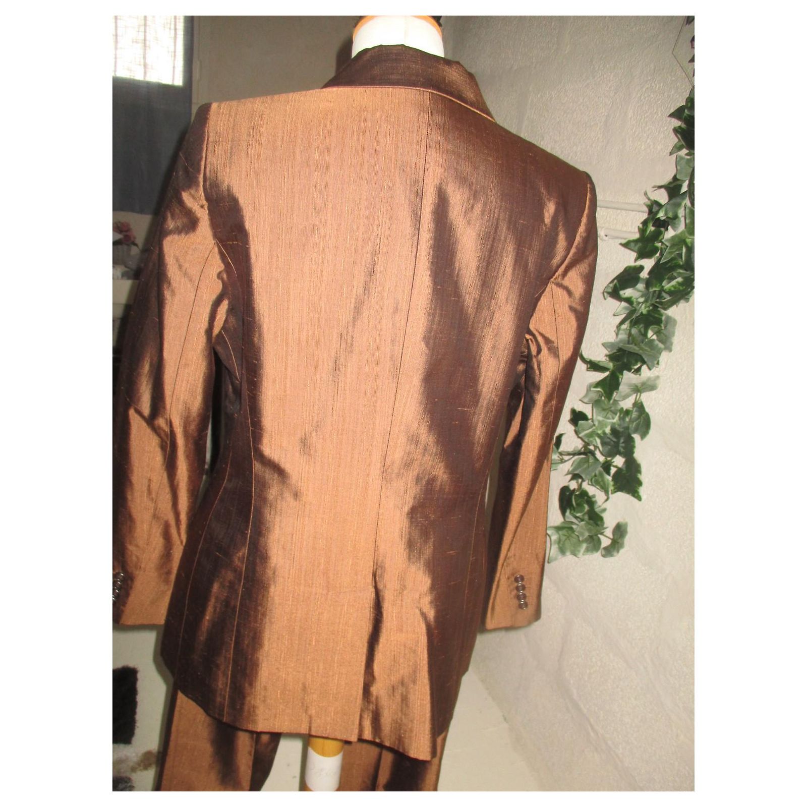 Tailleur Hermès 100% Lin Blanc - Veste Taille 36 Et Pantalon Taille 34 - Doublure Soie - Occasion Très Bon état