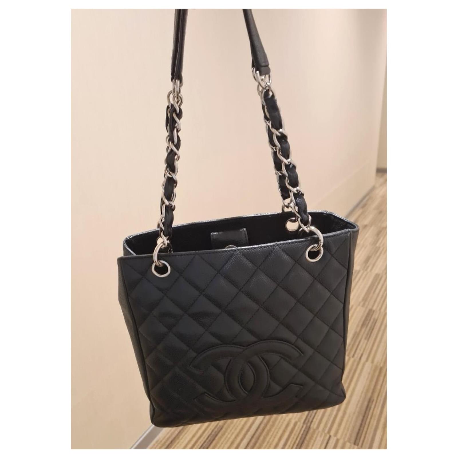 Chanel PST Petite shopping Tote bag Black Leather ref.405414