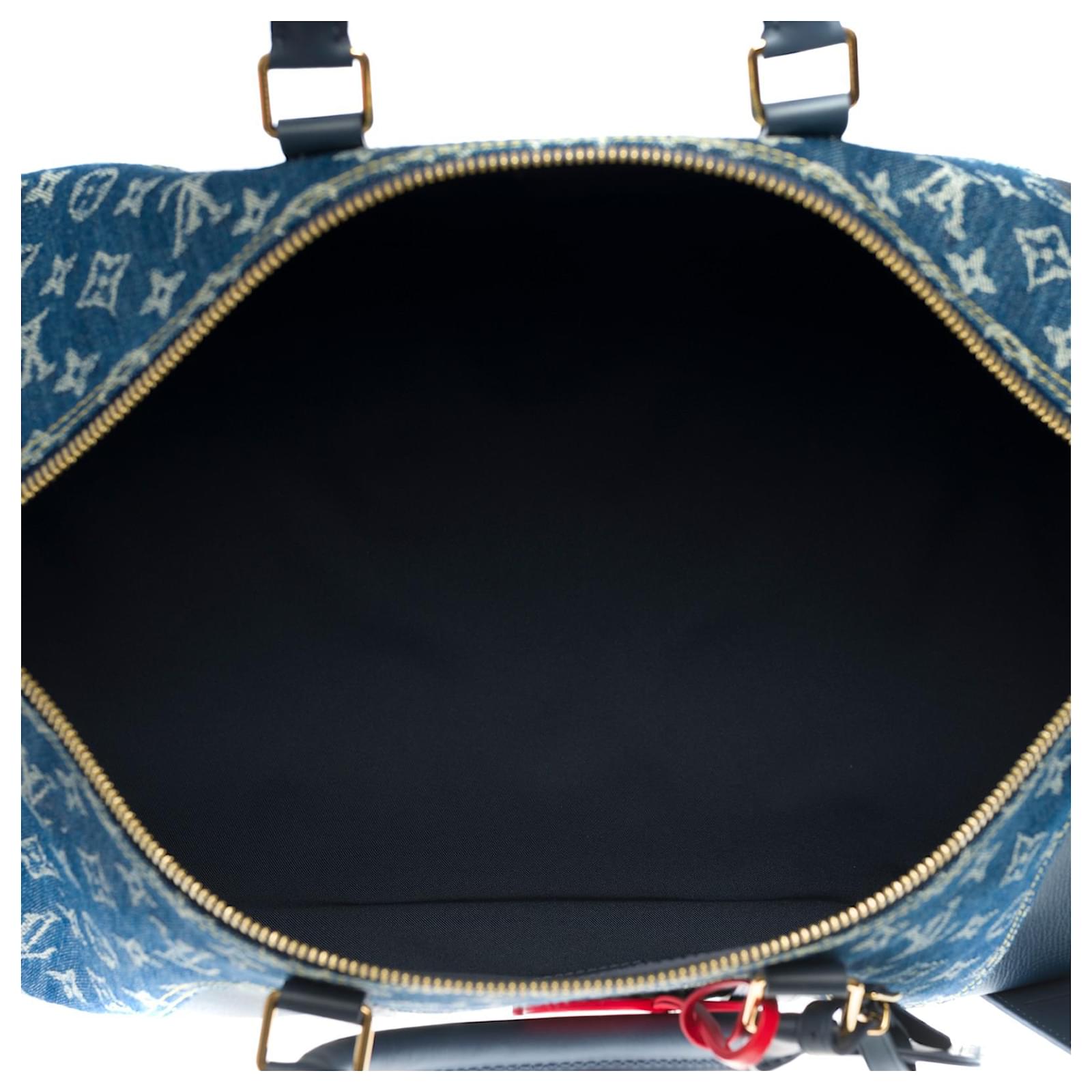 New - Limited edition - Spring Collection 2021 - Louis Vuitton Keepall travel  bag 50 shoulder strap by Nigo Blue Leather Denim ref.406257 - Joli Closet