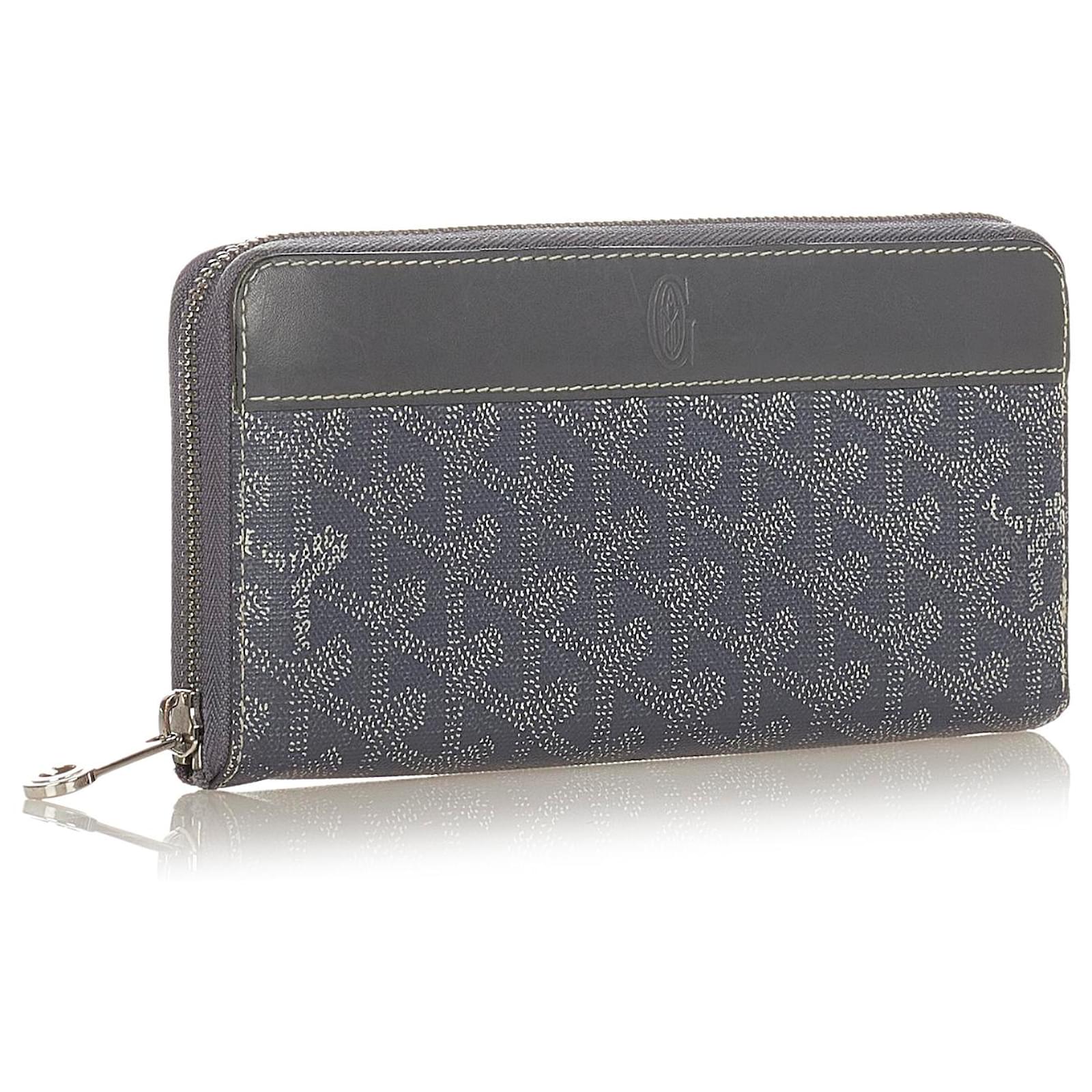 Goyard Blue Goyardine Matignon Wallet GM Dark blue Leather Cloth Pony-style  calfskin Cloth ref.119856 - Joli Closet